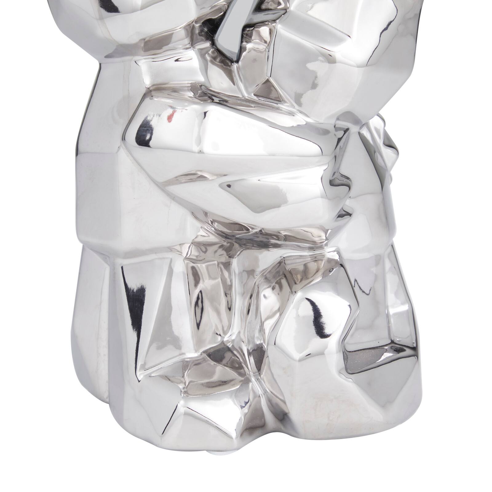 CosmoLiving by Cosmopolitan Silver Porcelain Contemporary Sculpture, 12&#x22; x 8&#x22; x 5&#x22;