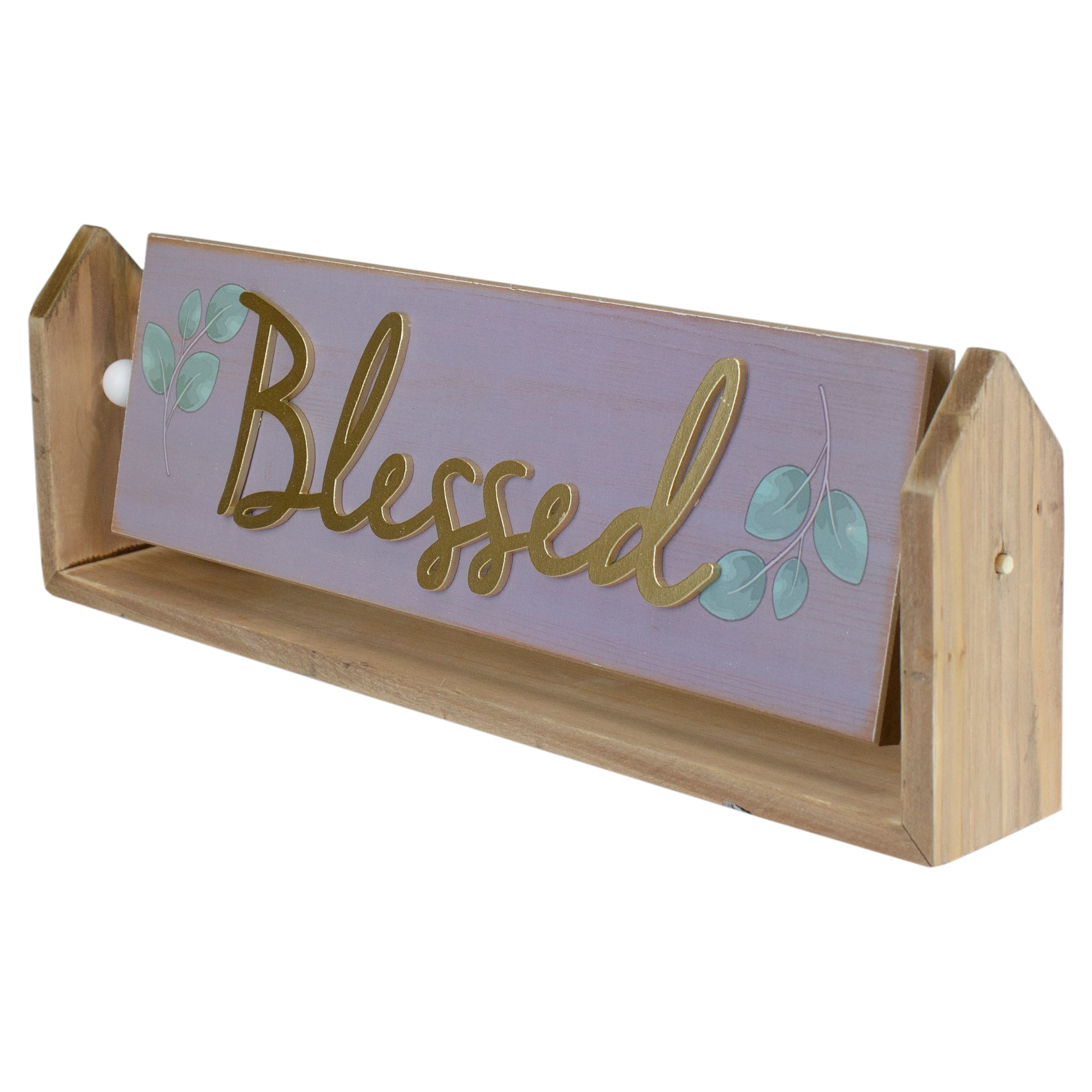 13.25" Hinged Plaque With "Blessed" Embossed Lettering Table Top Décor