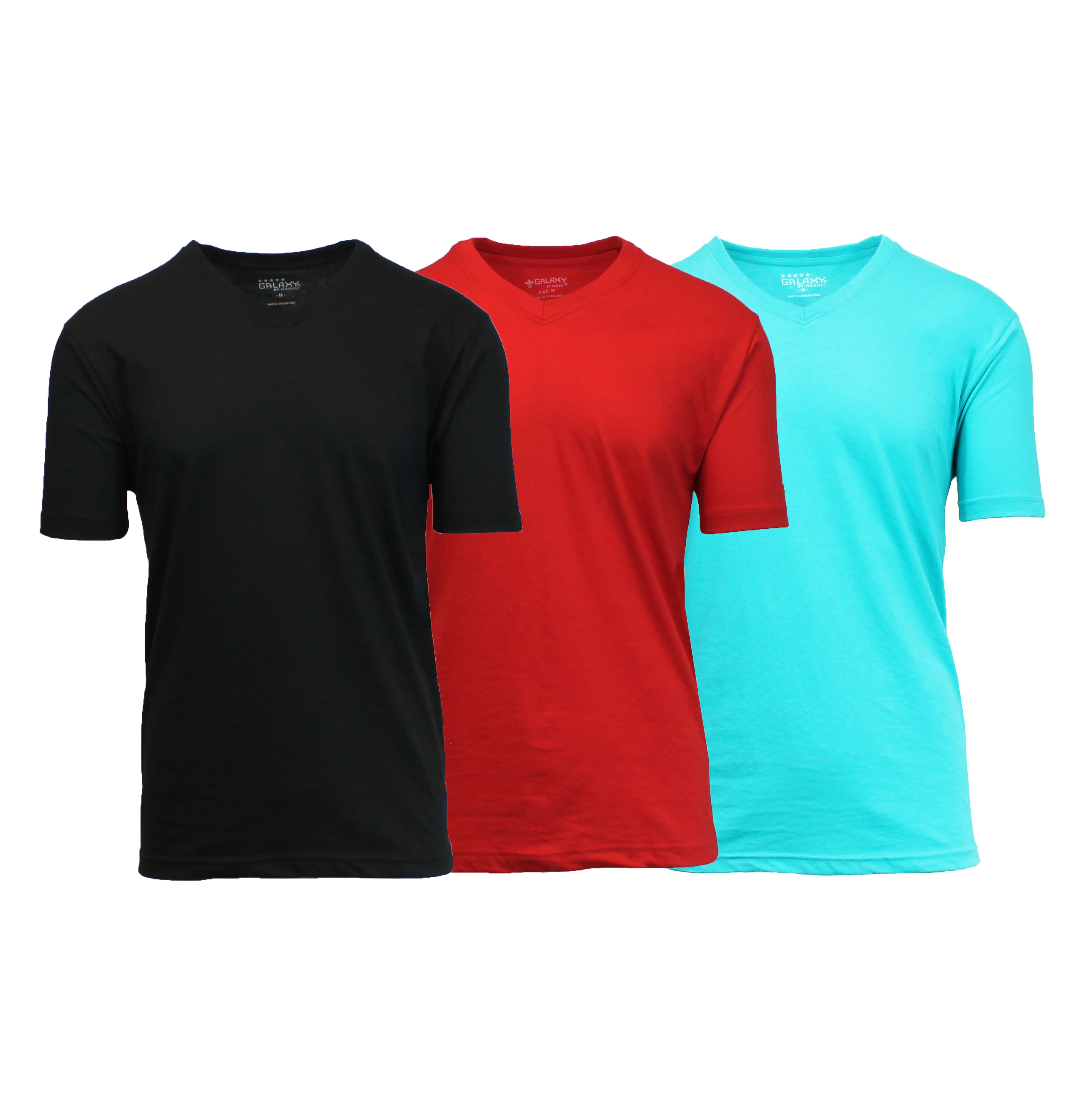 Galaxy by Harvic Men's Short Sleeve V-Neck T-Shirt 3 Pack