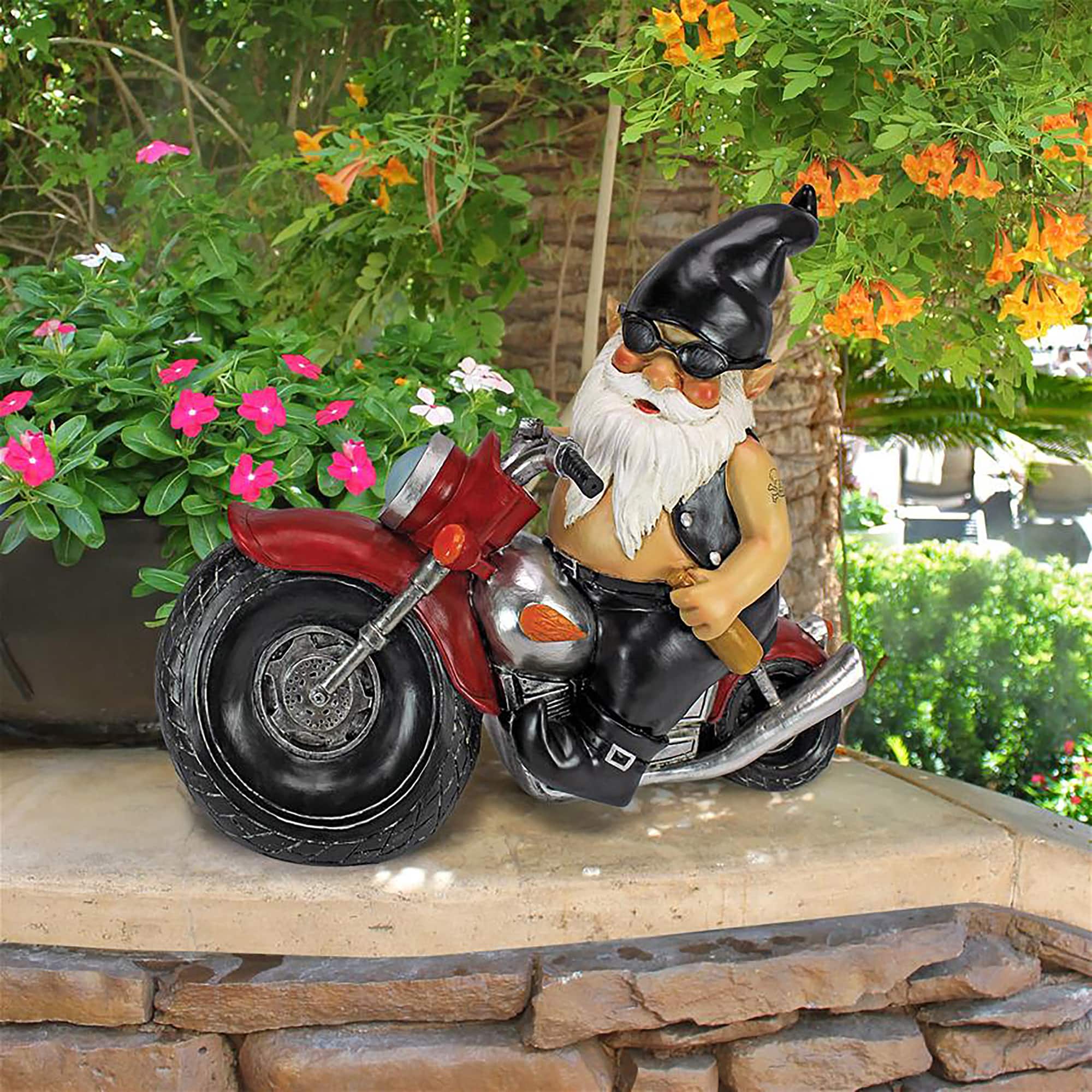Design Toscano 13&#x22; Biker Gnome Outdoor Statue