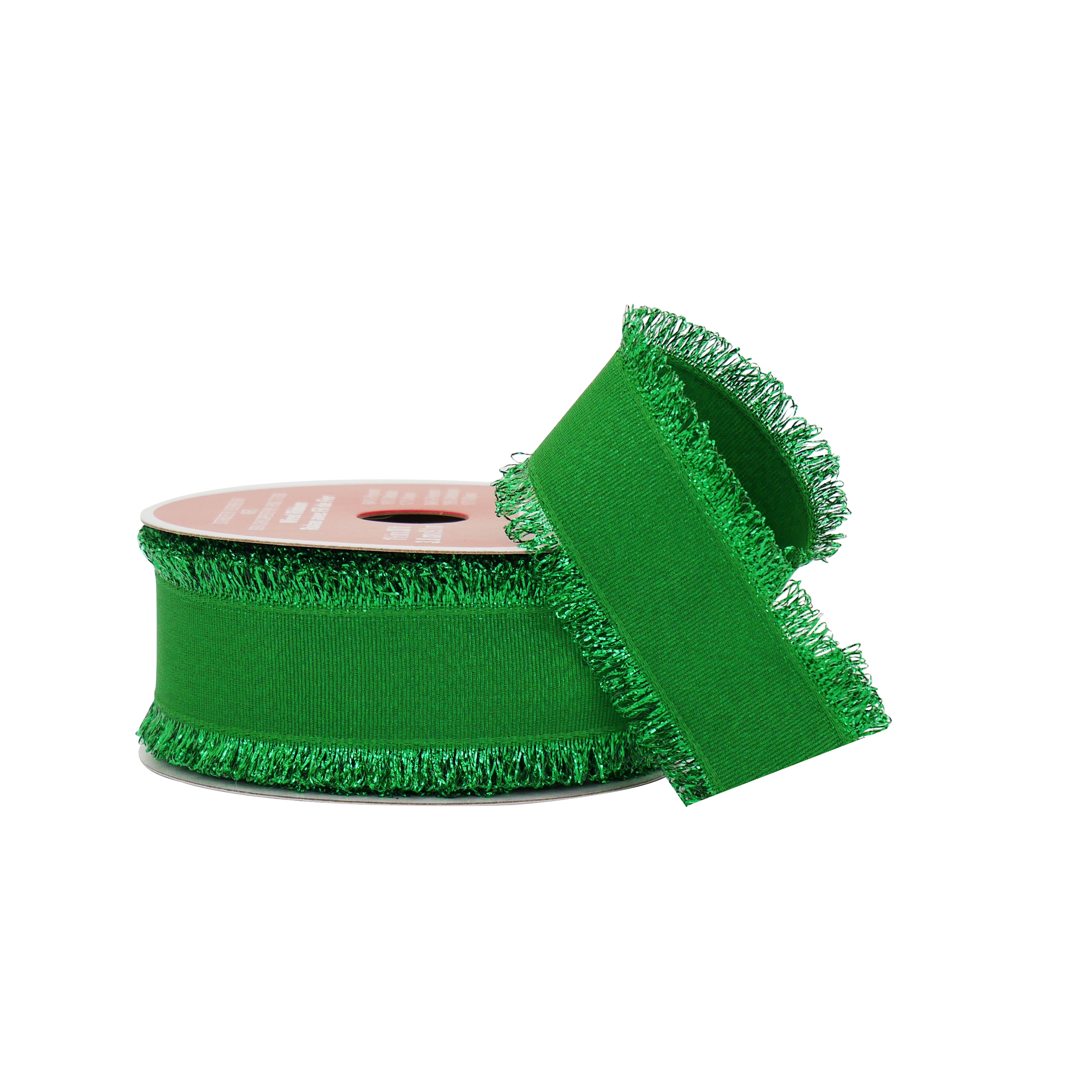 1.5&#x22; x 30ft. Green Tinsel Edged Wired Ribbon by Celebrate It&#xAE;