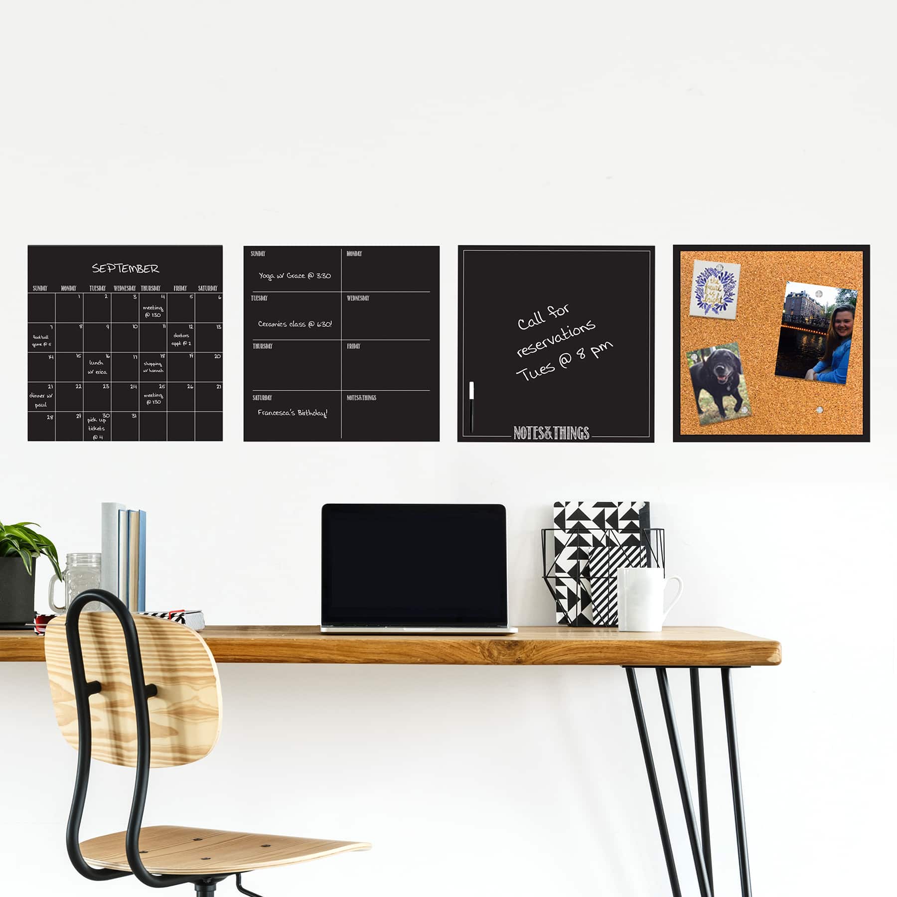 WallPops Black Dry Erase Calendar &#x26; Corkboard Set