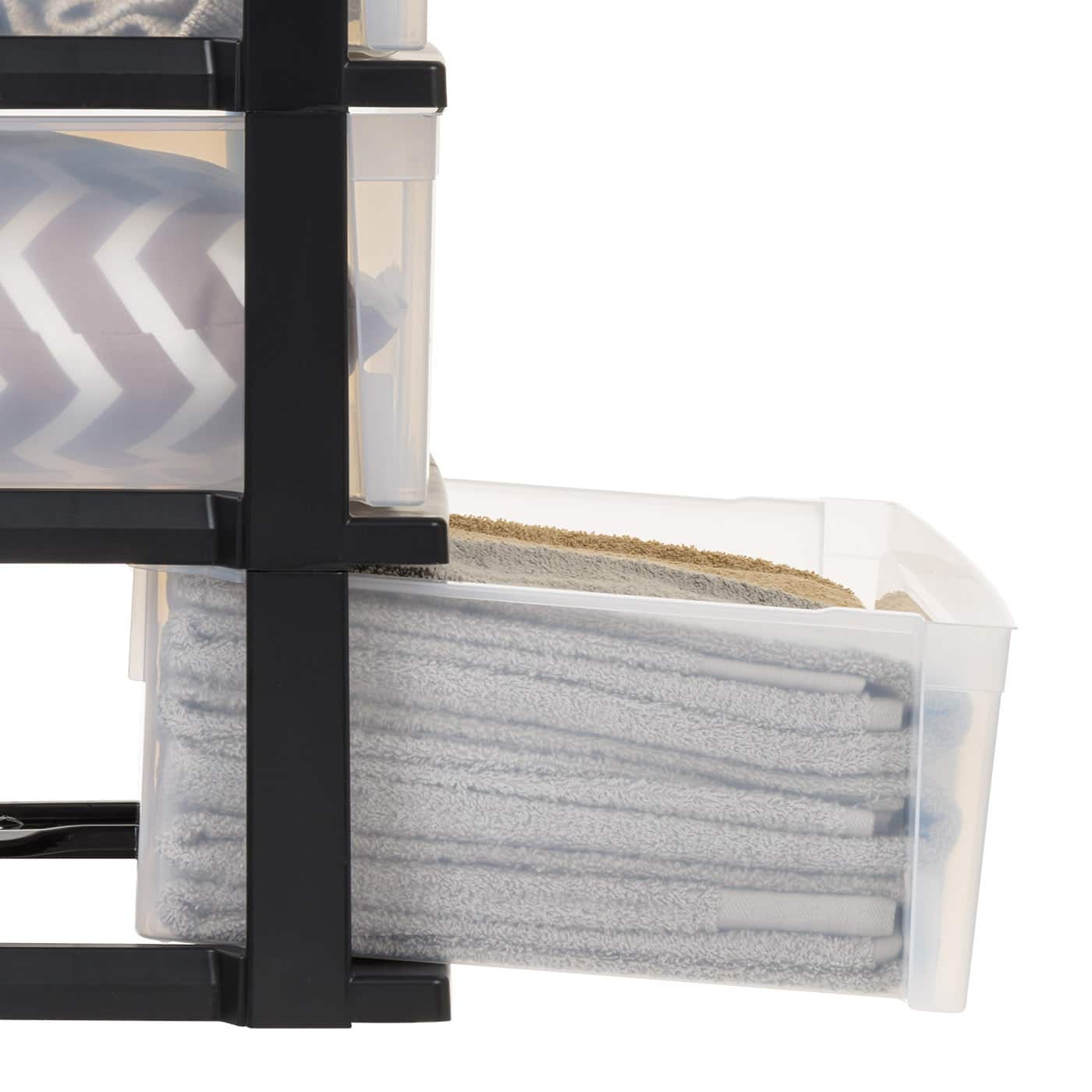 IRIS&#xAE; 29qt. Black &#x26; Clear Wide 3-Drawer Chests, 2ct.