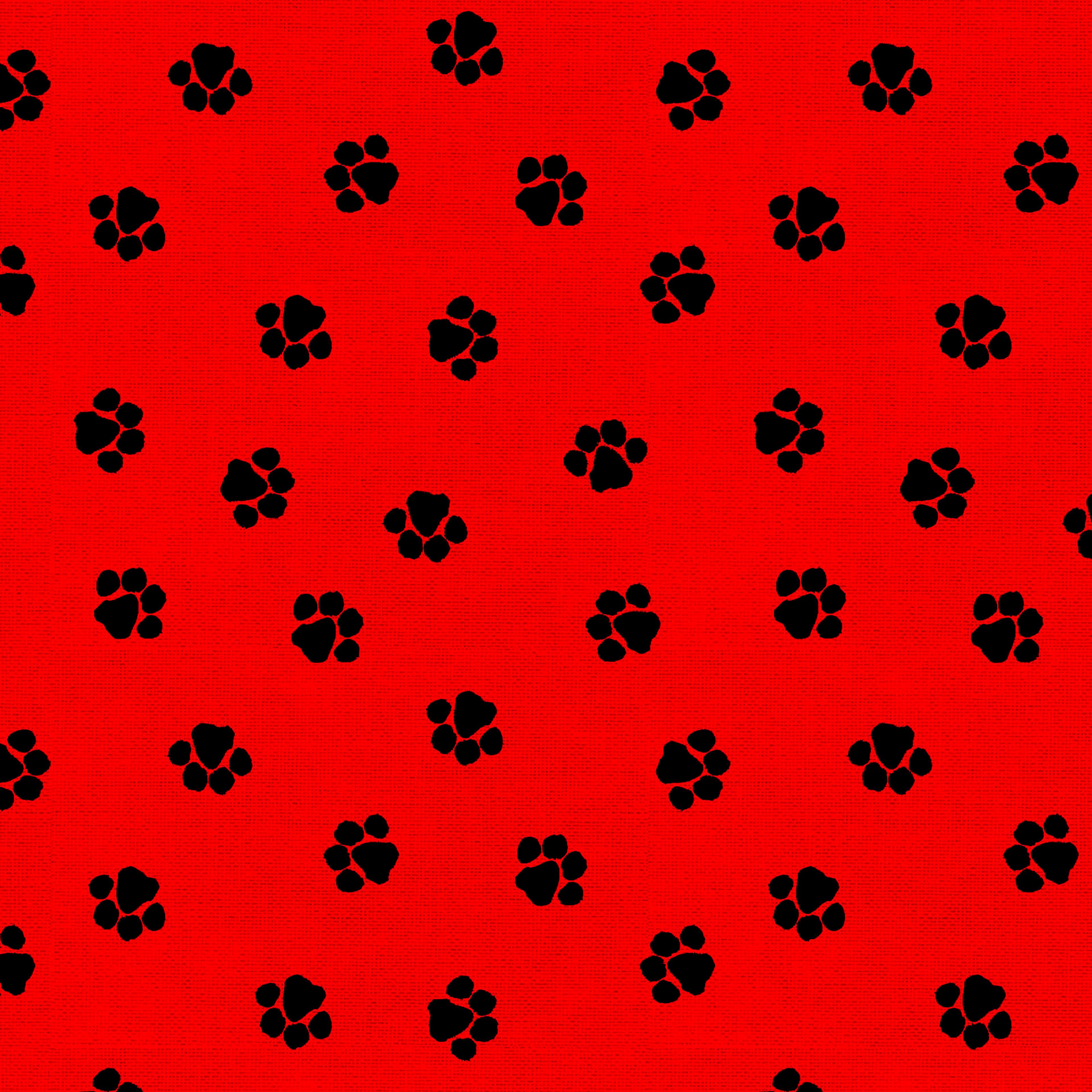 Fabric Editions Red Paw Print Cotton Fabric