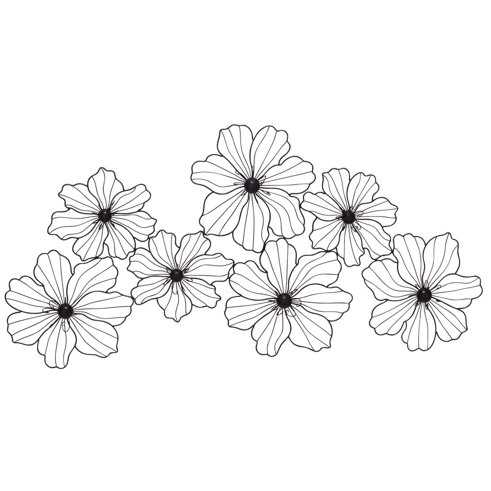 CosmoLiving by Cosmopolitan 43&#x22; Black Modern Floral Blooms Wall D&#xE9;cor