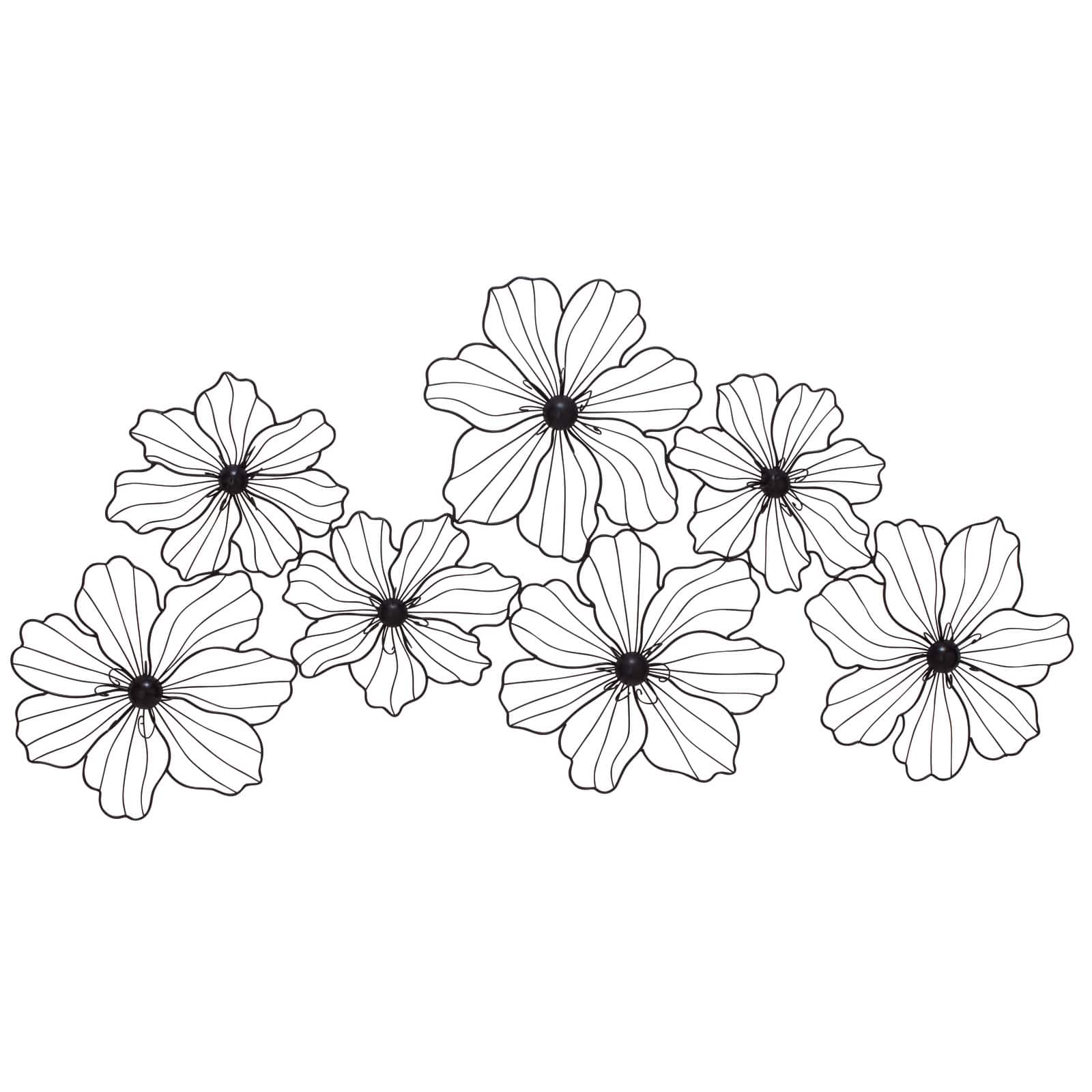 CosmoLiving by Cosmopolitan 43" Black Modern Floral Blooms Wall Décor