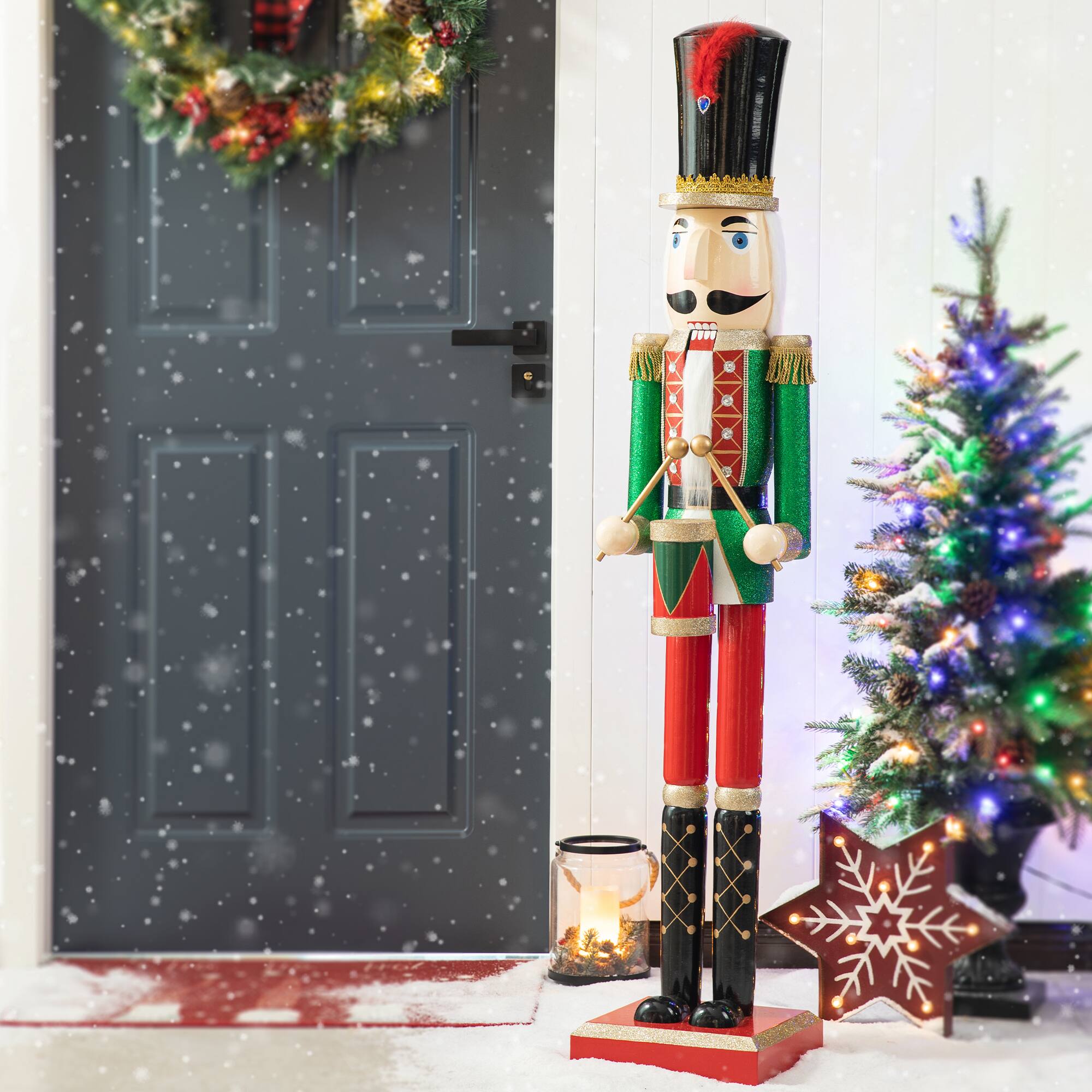 Glitzhome&#xAE; 54&#x22; Wooden Christmas Glitter Soldier Nutcracker