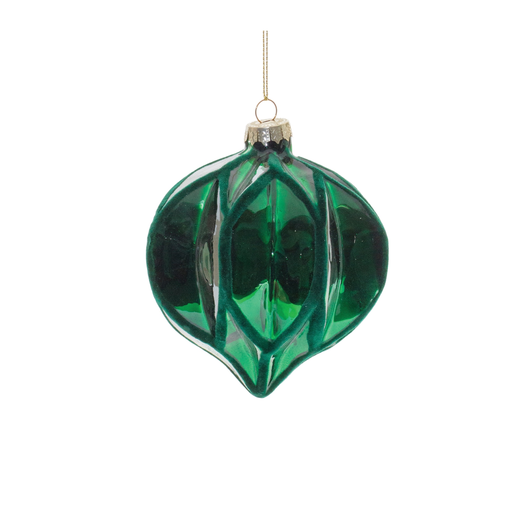 6 Pack Green Textured Harlequin Glass Ornaments