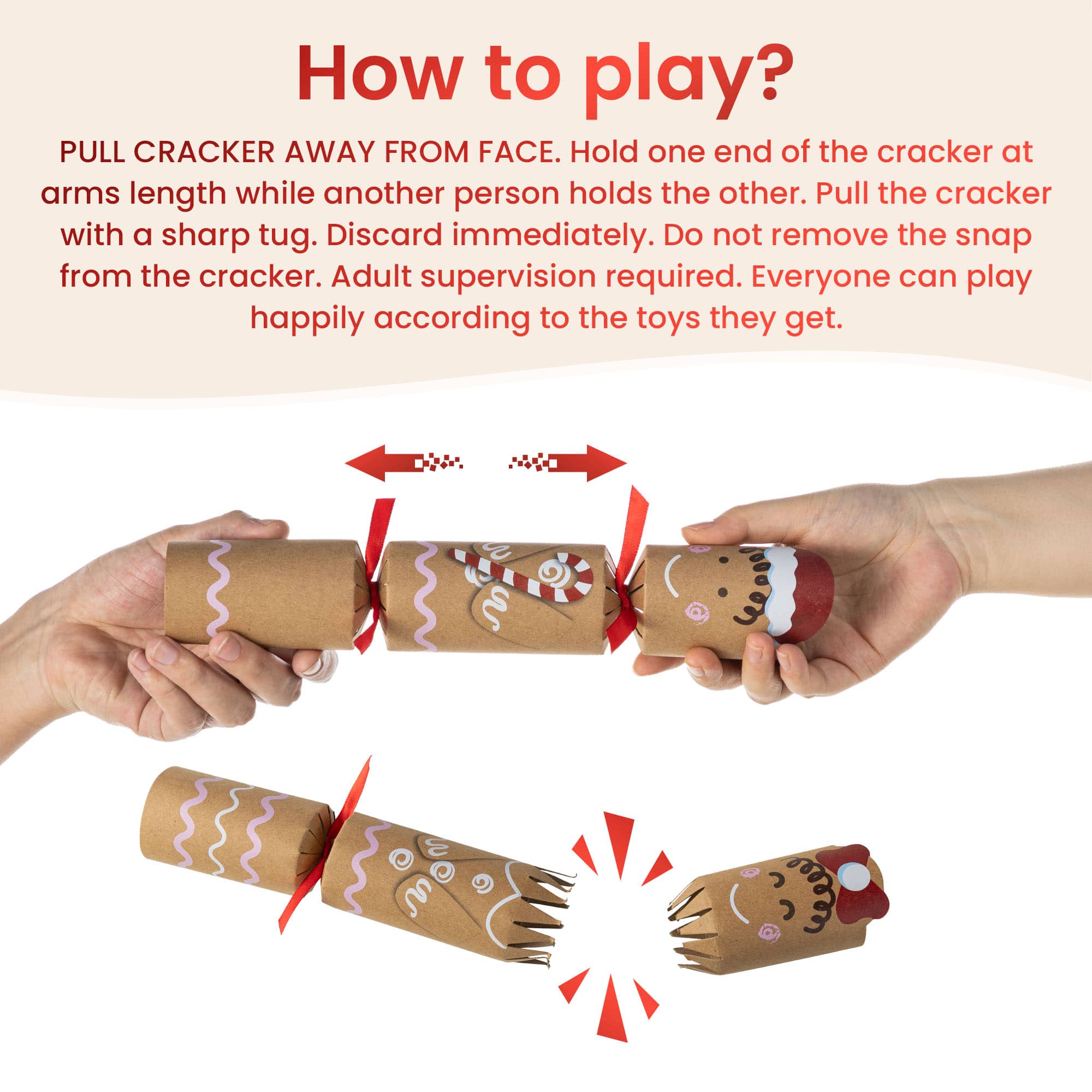 Glitzhome&#xAE; 8PK 2&#x22;D x 12&#x22;H Gingerbread Man Christmas Party Crackers with Gift Contents
