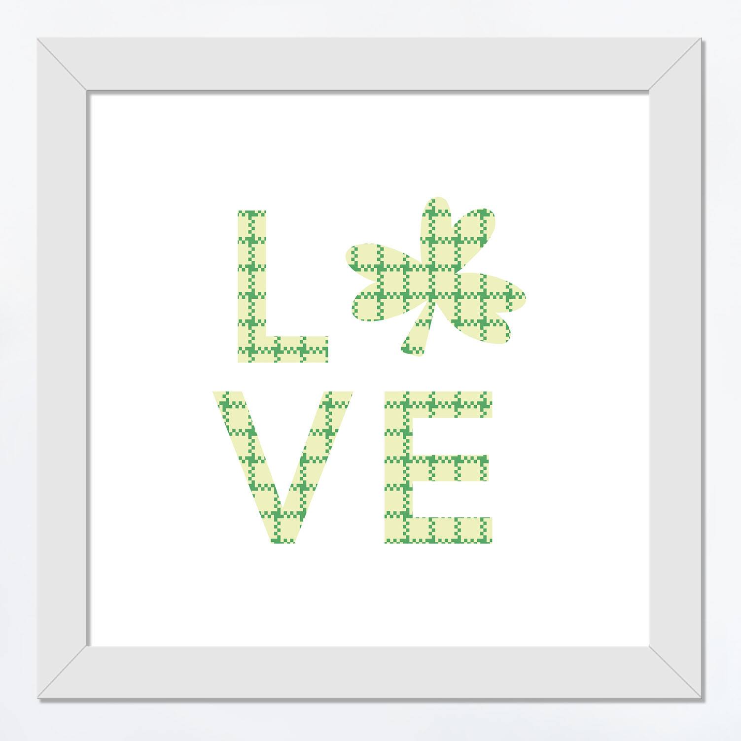 Love Clover 16" x 16" White Framed Print Under Plexiglass