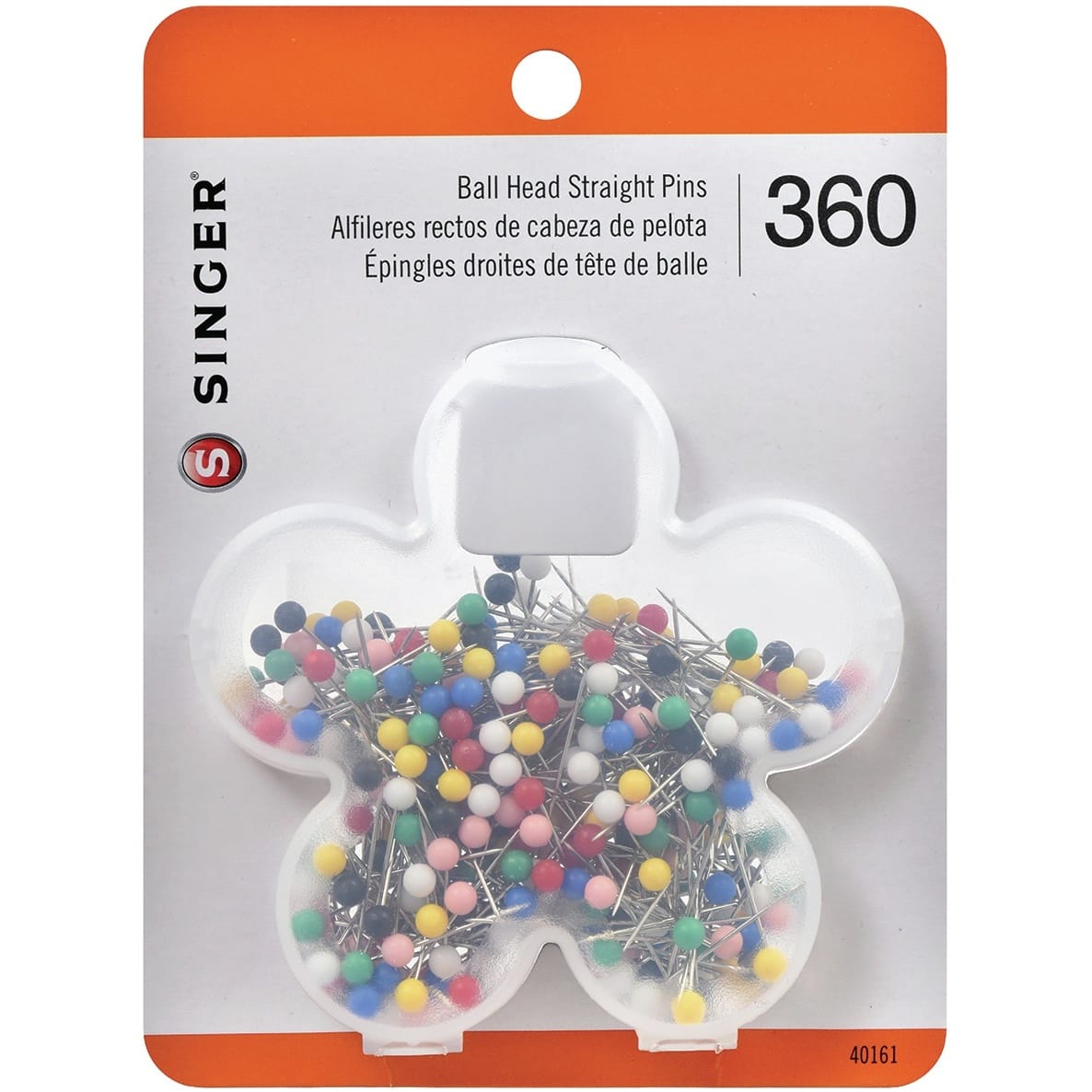 Singer Ball Head Quilting Pins in Flower Case-Size 17 360/Pkg