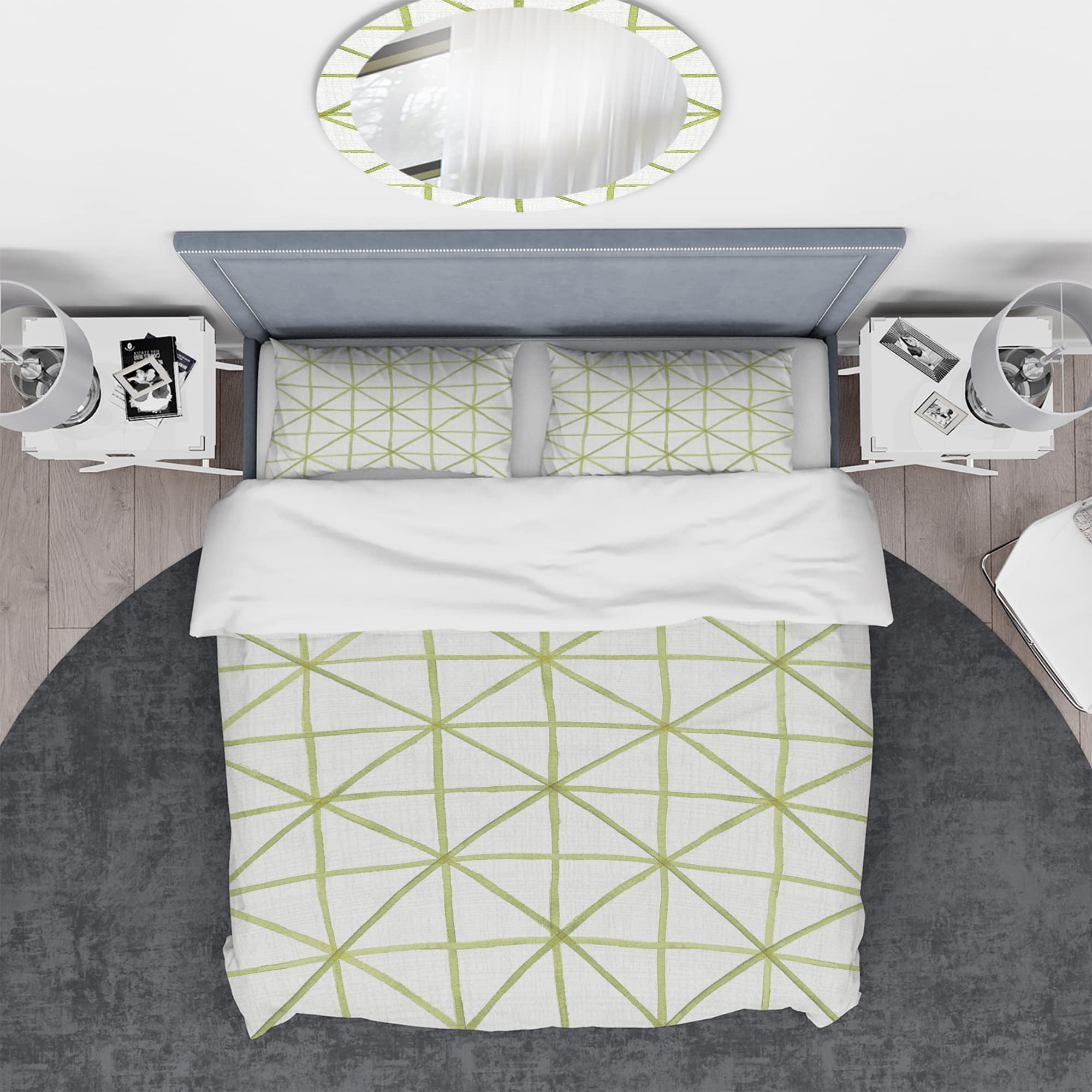 Designart &#x27;geometric Green Triangle II&#x27; Geometric Bedding Set - Duvet Cover &#x26; Shams