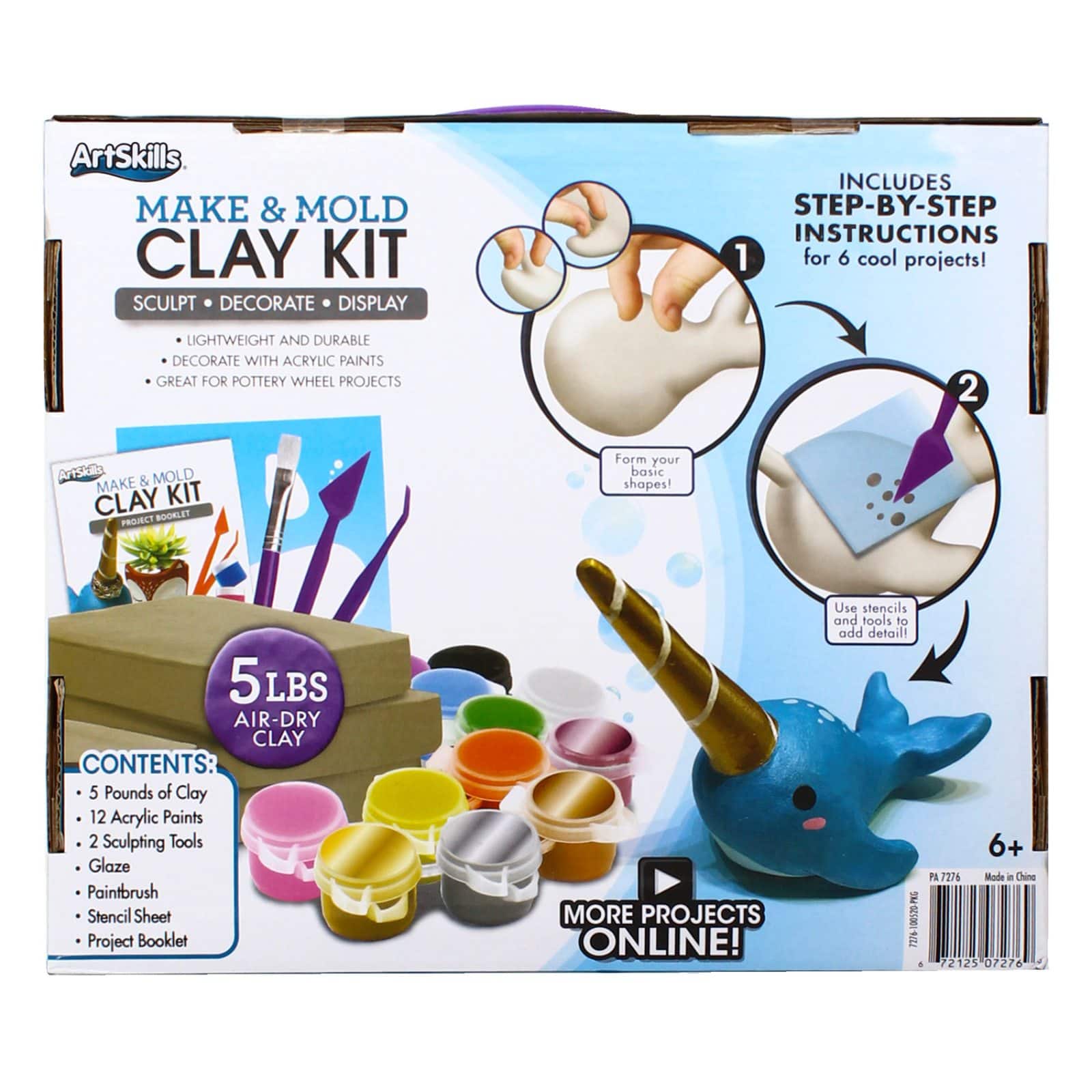 ArtSkills Modeling Clay for Sculpting with Air Dry Clay & Acrylic Paints,  Clay Sculpting Kit for Adults & Kids, 5 lbs