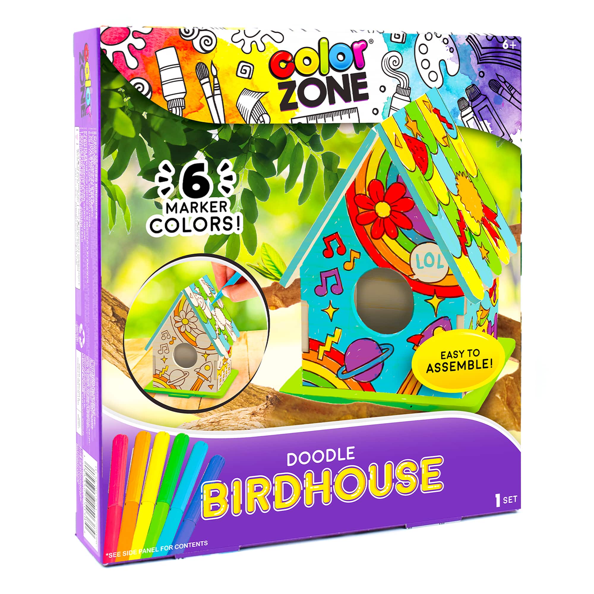 12 Pack: Color Zone&#xAE; Doodle Birdhouse Kit