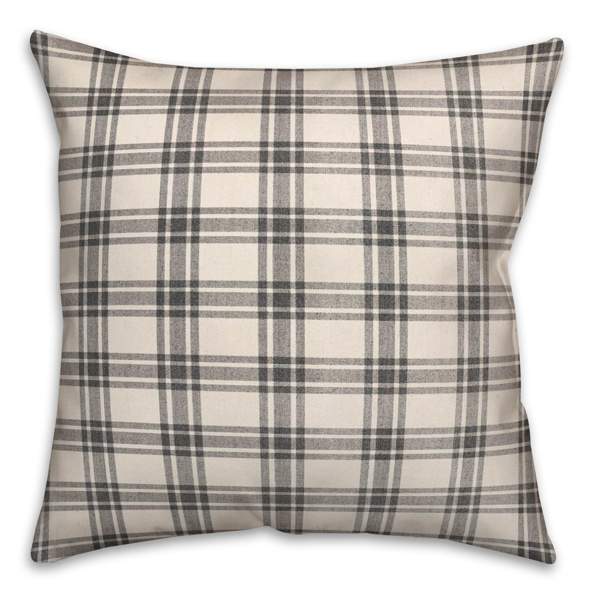 Black Plaid Throw Pillow