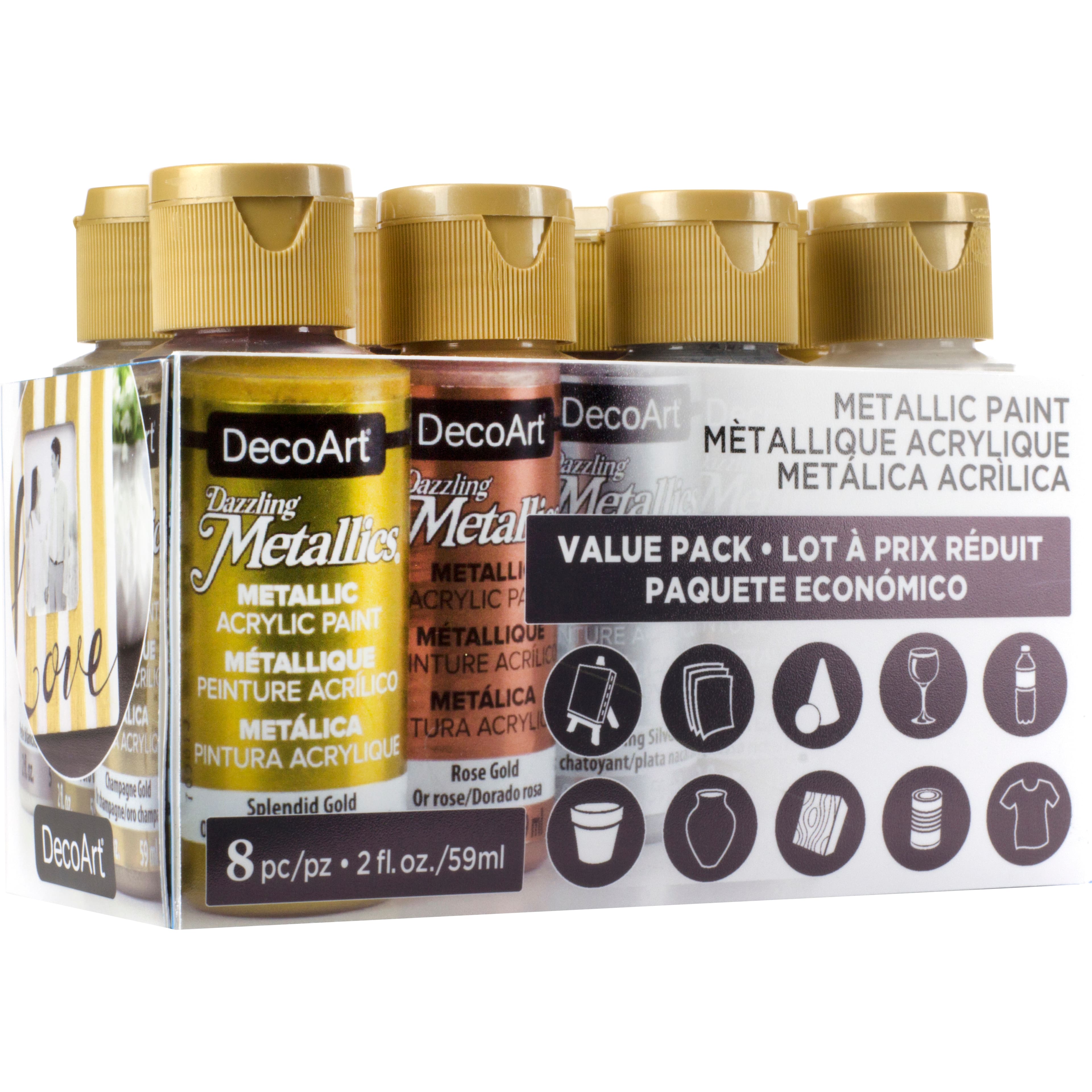 9 Packs: 8 ct. (72 total) DecoArt&#xAE; Dazzling Metallics&#xAE; Acrylic Paint Set