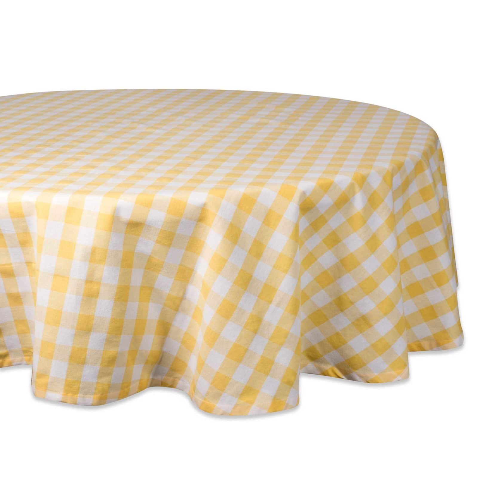 DII&#xAE; 70&#x22; Round Yellow &#x26; White Checkers Tablecloth