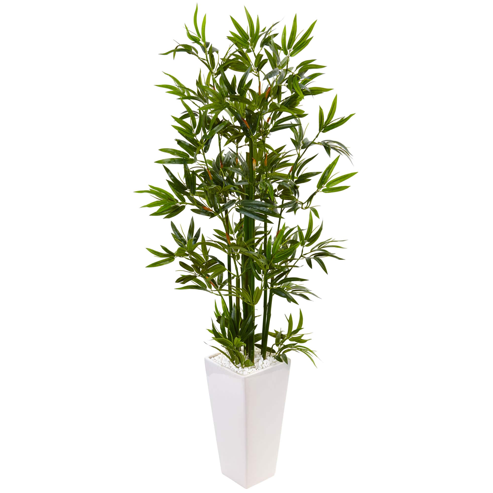 4.5ft. Artificial Bamboo Tree in White Tower Planter