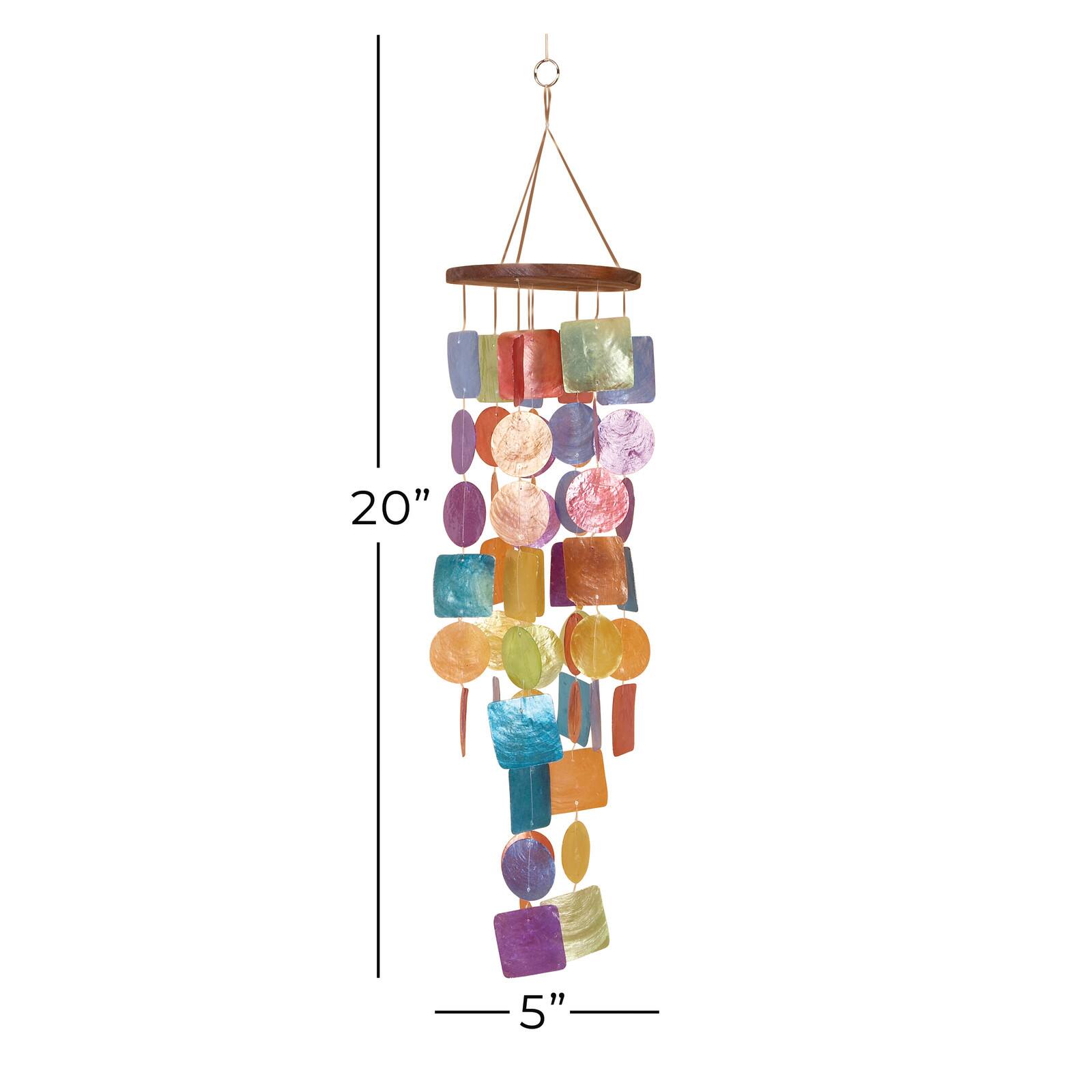 Multi Colored Capiz shell Coastal Windchime, 20&#x22;