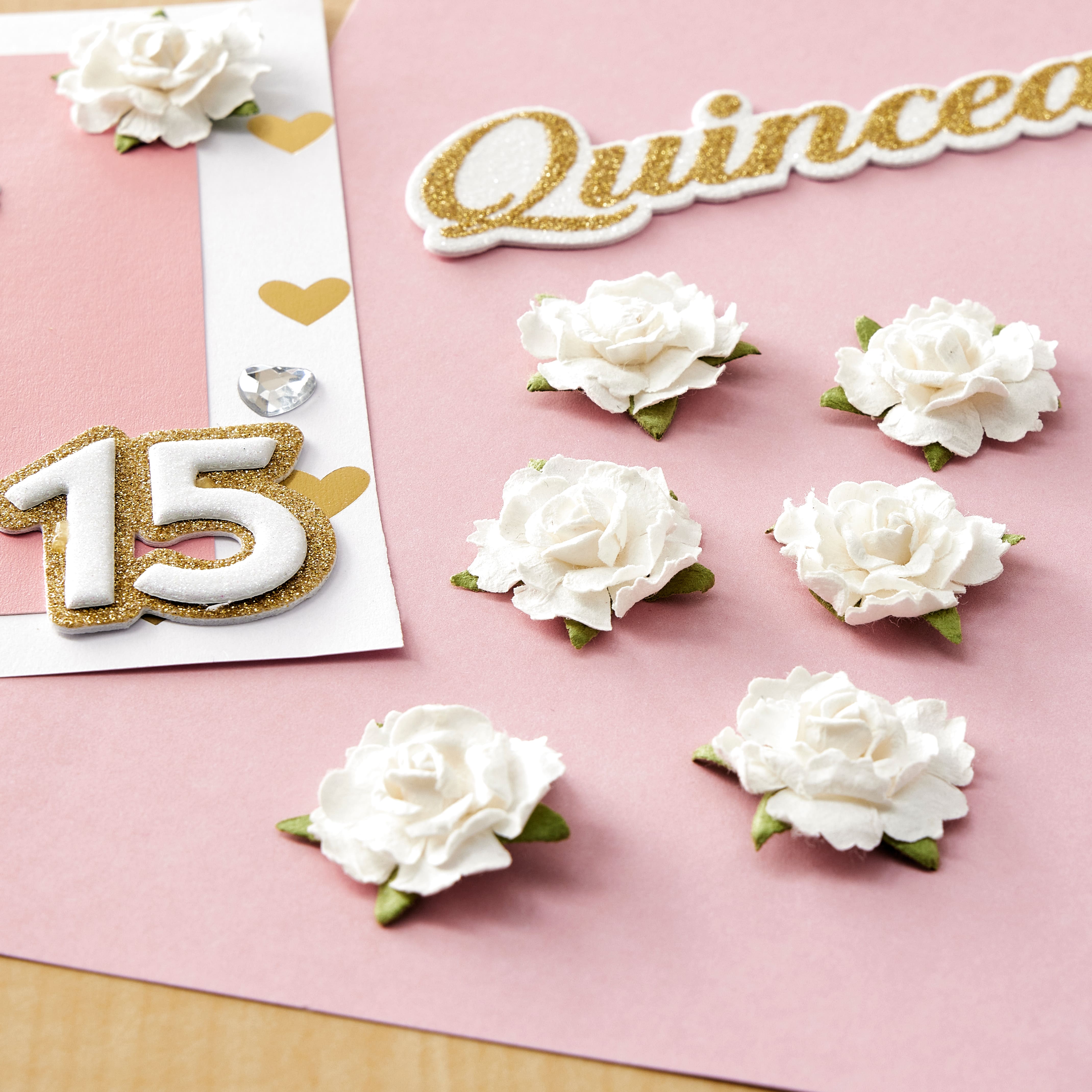 12 Packs: 9 ct. (108 total) White Rose Embellishments by Recollections&#x2122;