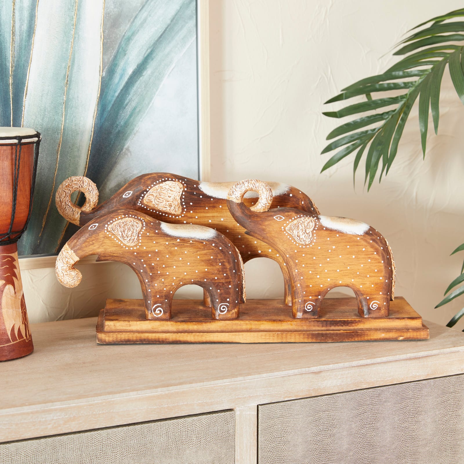 Brown Wood Rustic Sculpture, 9" x 21" x 6"