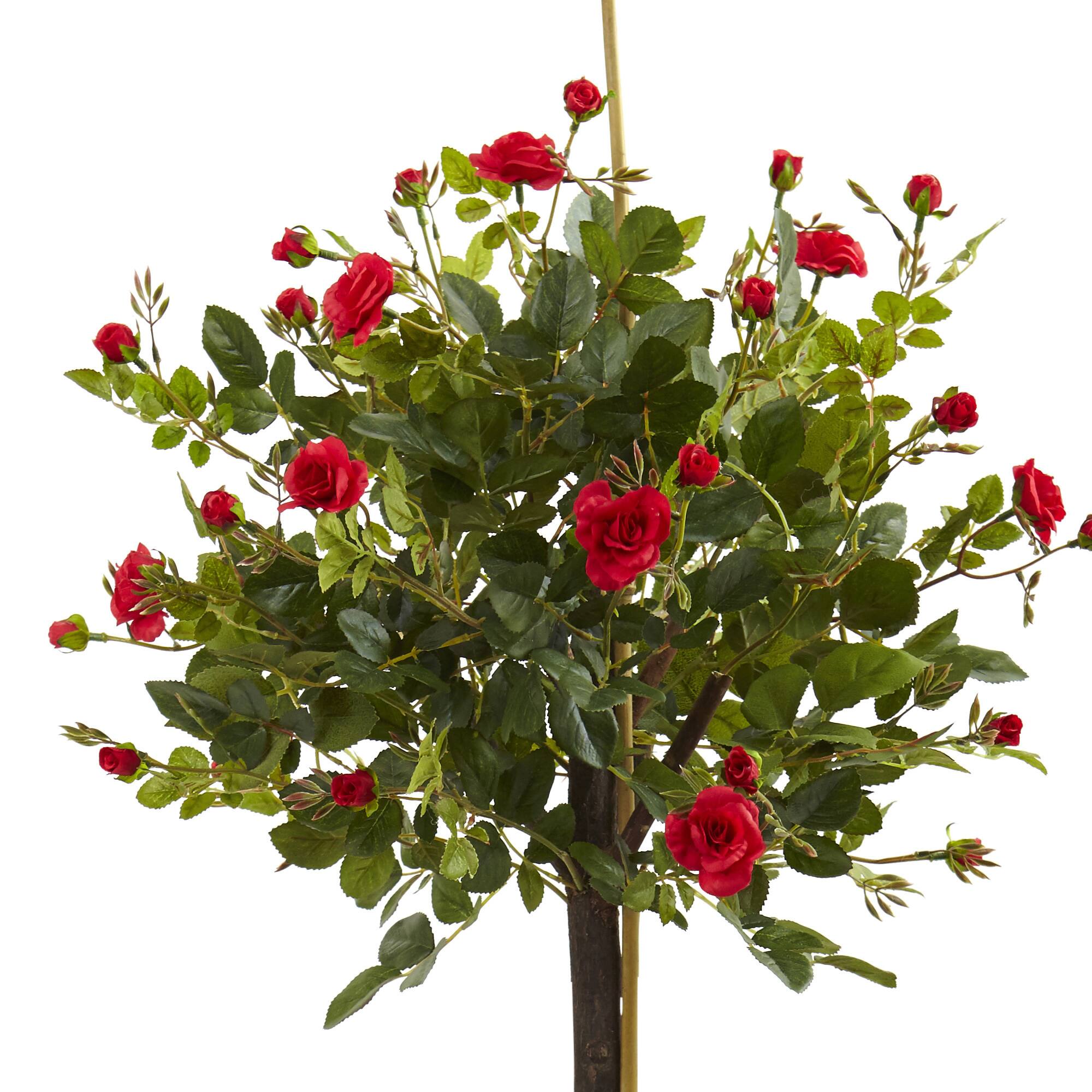 3ft. Potted Red Rose Topiary Silk Tree