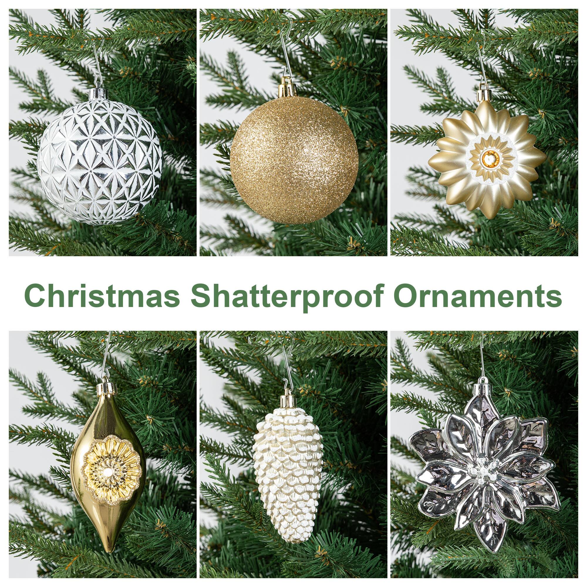 Glitzhome&#xAE; 160 Pack Elegant Silver &#x26; Gold Deluxe Boxed Shatterproof Ornaments