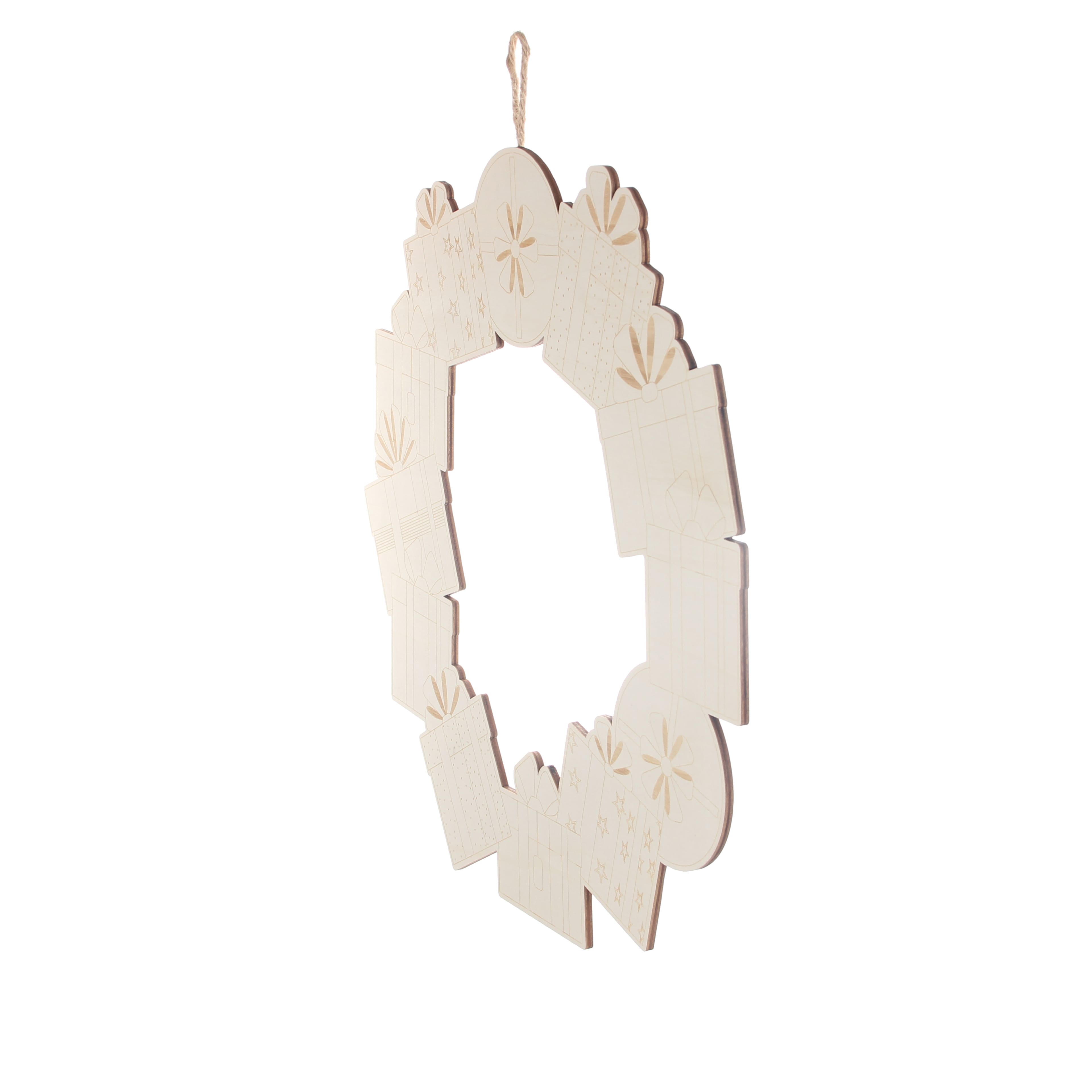 15.5&#x22; Unfinished Wood Presents Wreath by Make Market&#xAE;