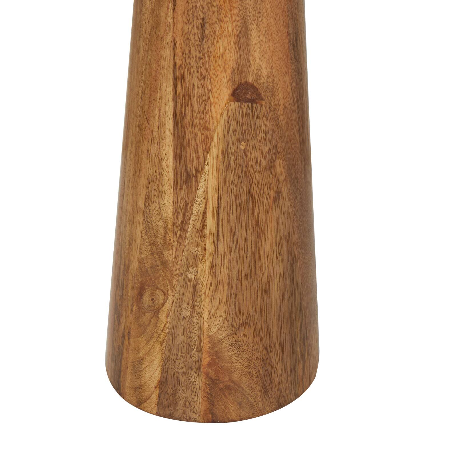 Brown Mango Wood Handmade Cone Shaped Accent Table with Black Tabletop Set