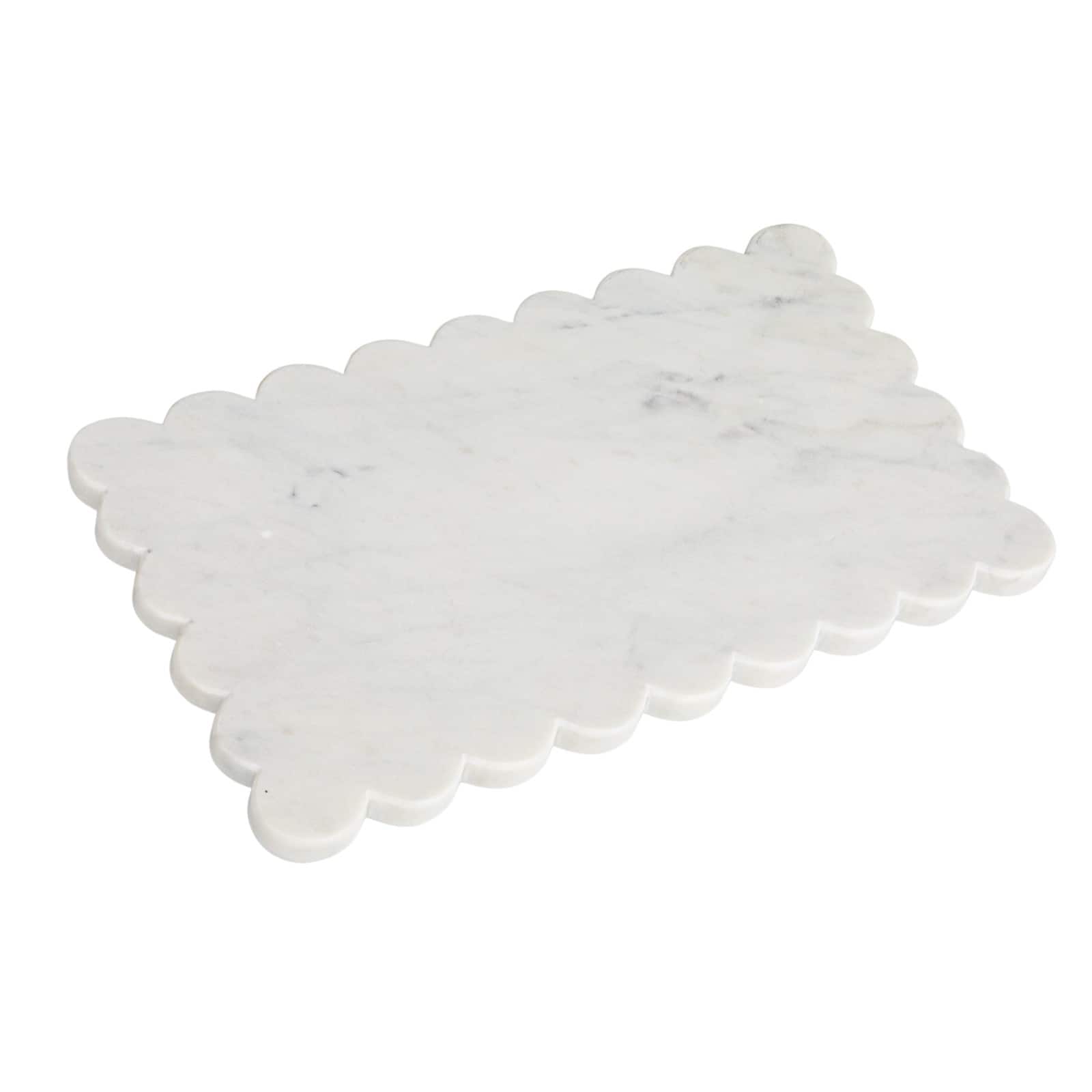 Hello Honey® 14" White Marble Cheese Board with Scalloped Edge
