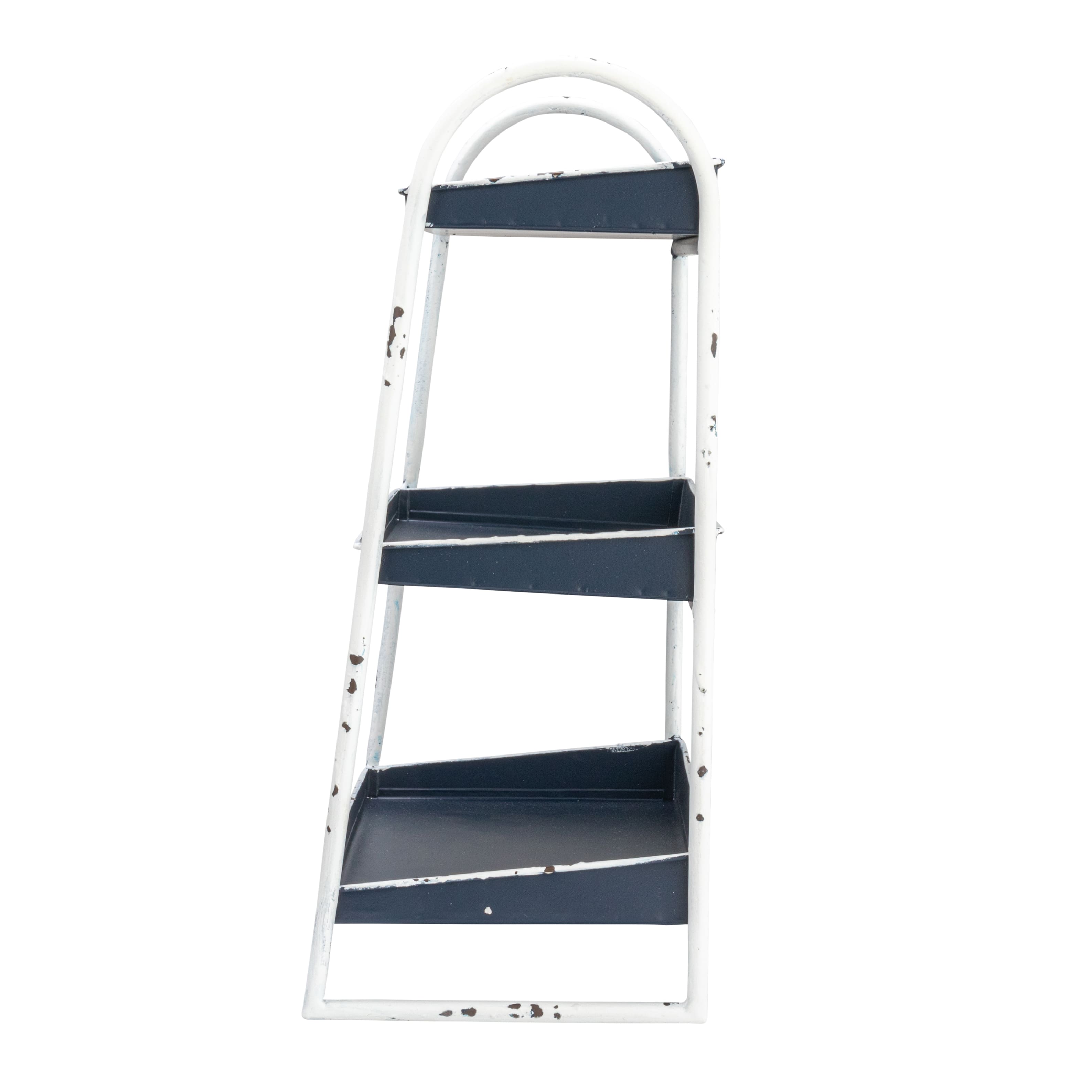 Hello Honey&#xAE; 15.5&#x22; Heavily Distressed 3-Tier Metal Tray with White Frame &#x26; Rim