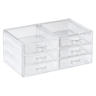 Casafield Makeup Storage Organizer, Clear Acrylic Cosmetic & Jewelry  Organizer with 3 Large and 4 Small Drawers