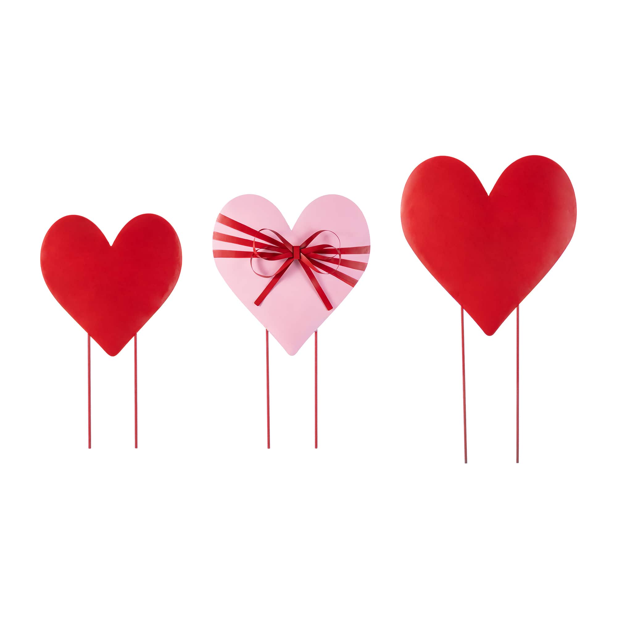 Glitzhome® 36" Set of 3 Valentine's Metal Stacked Heart Yard Stake