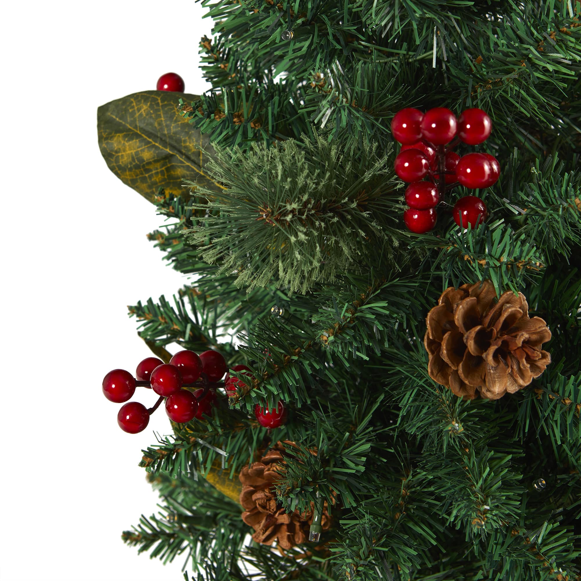 2ft. Pre-Lit Pine Artificial Potted Christmas Tree with Pinecone & Berries, Clear LED Lights