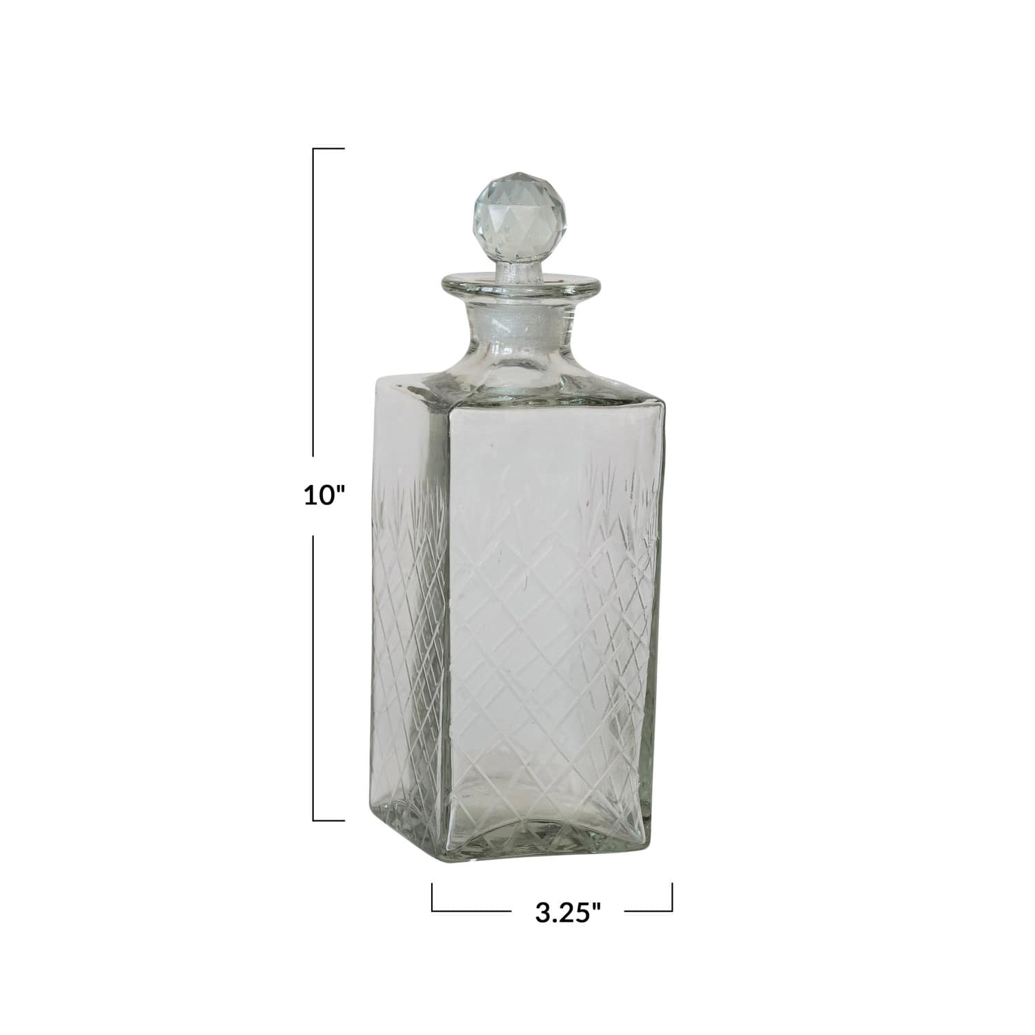 Hello Honey® 16oz. Clear Reclaimed Etched Square Glass Decanter