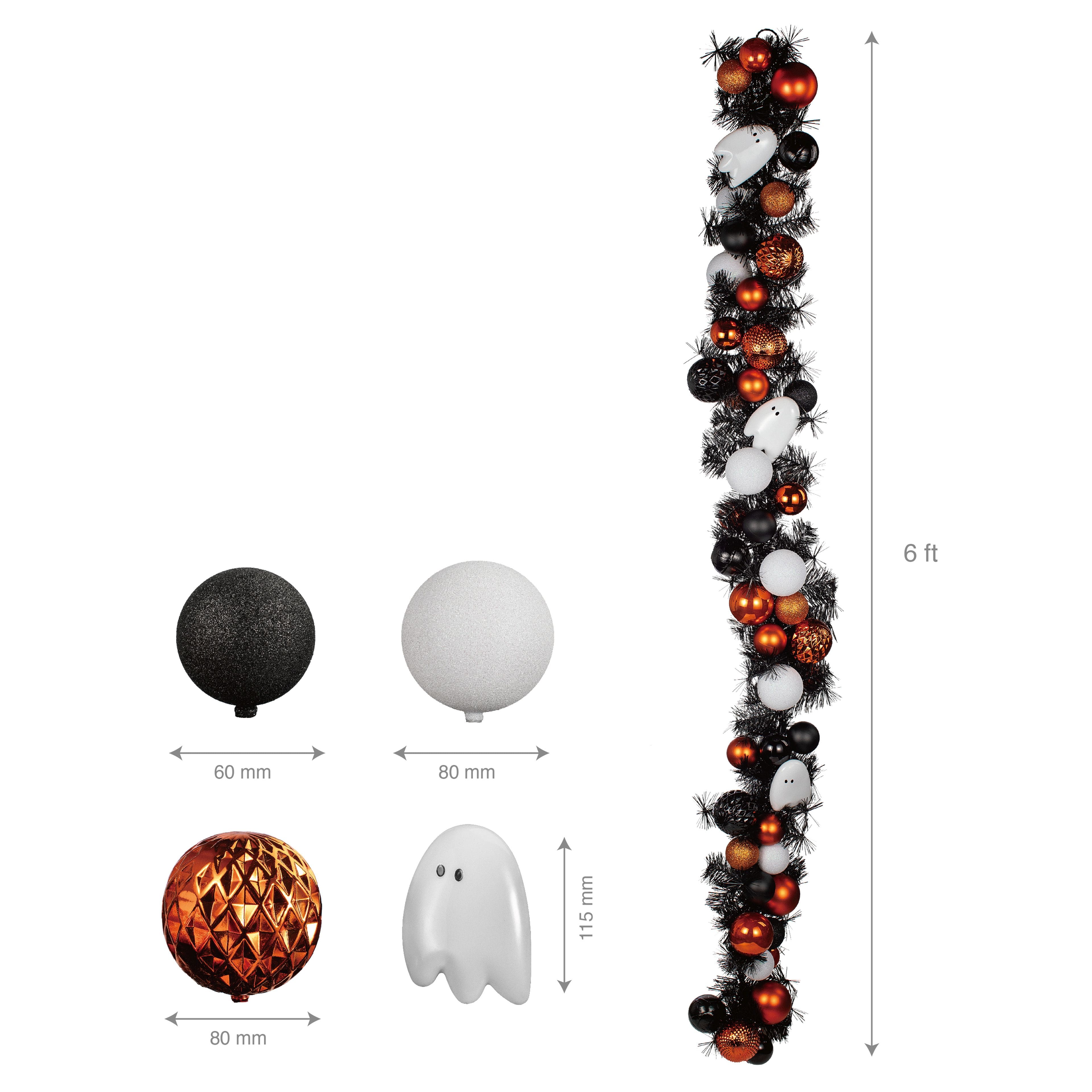 6ft. Orange, Black &#x26; White Ghost &#x26; Ornament Garland by Ashland&#xAE;