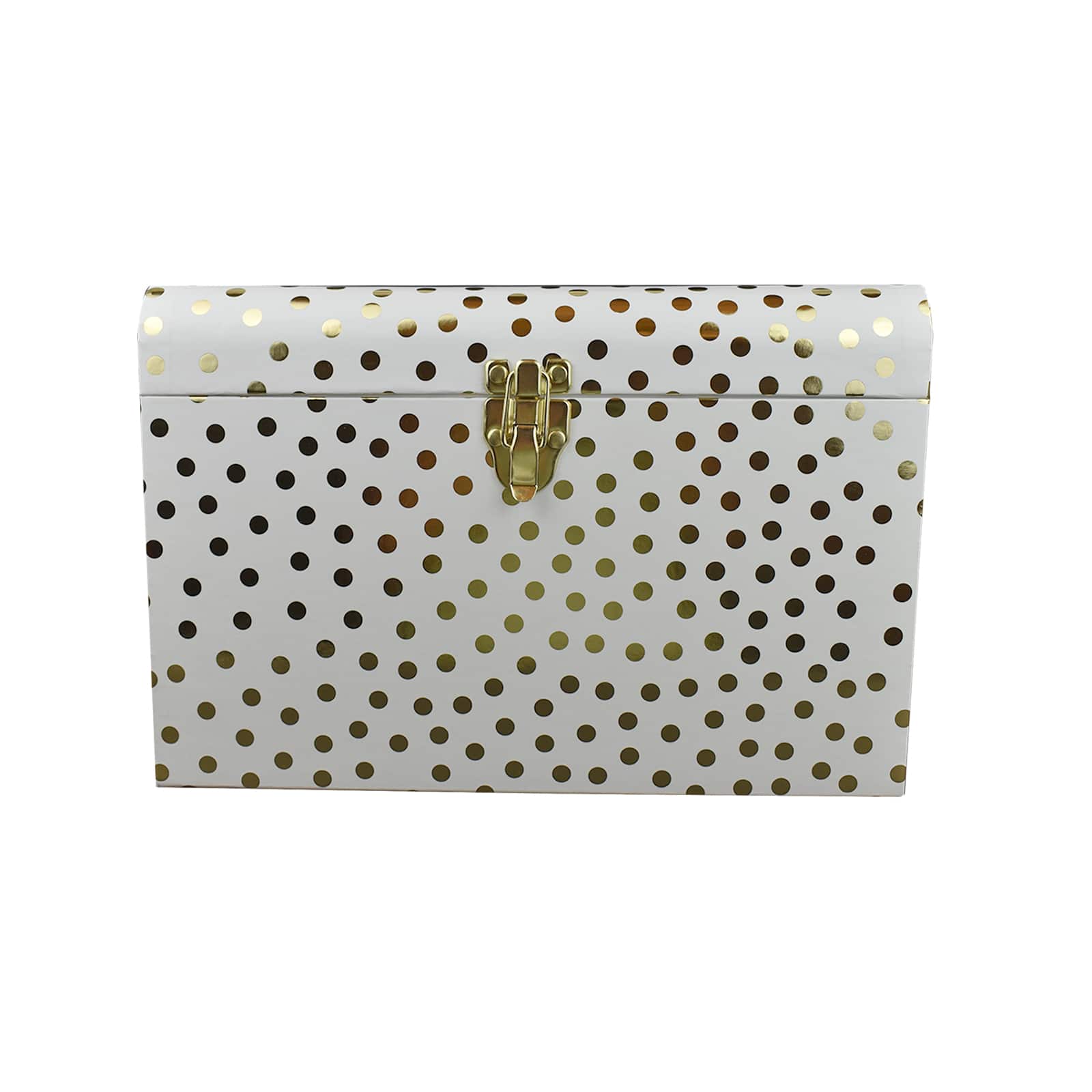 Large White &#x26; Gold Dots Decorative Trunk by Ashland&#xAE;