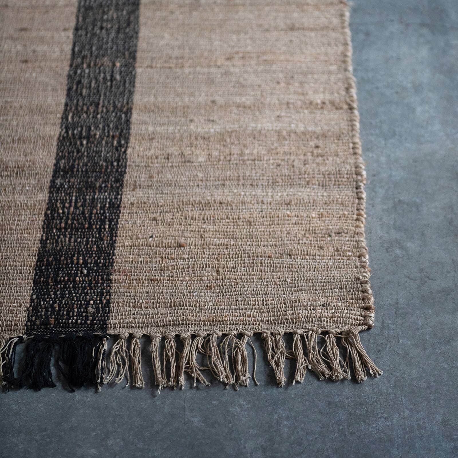 Hello Honey&#xAE; Natural Jute &#x26; Cotton Floor Runner with Black Woven Stripe, 2.5ft.x9ft.