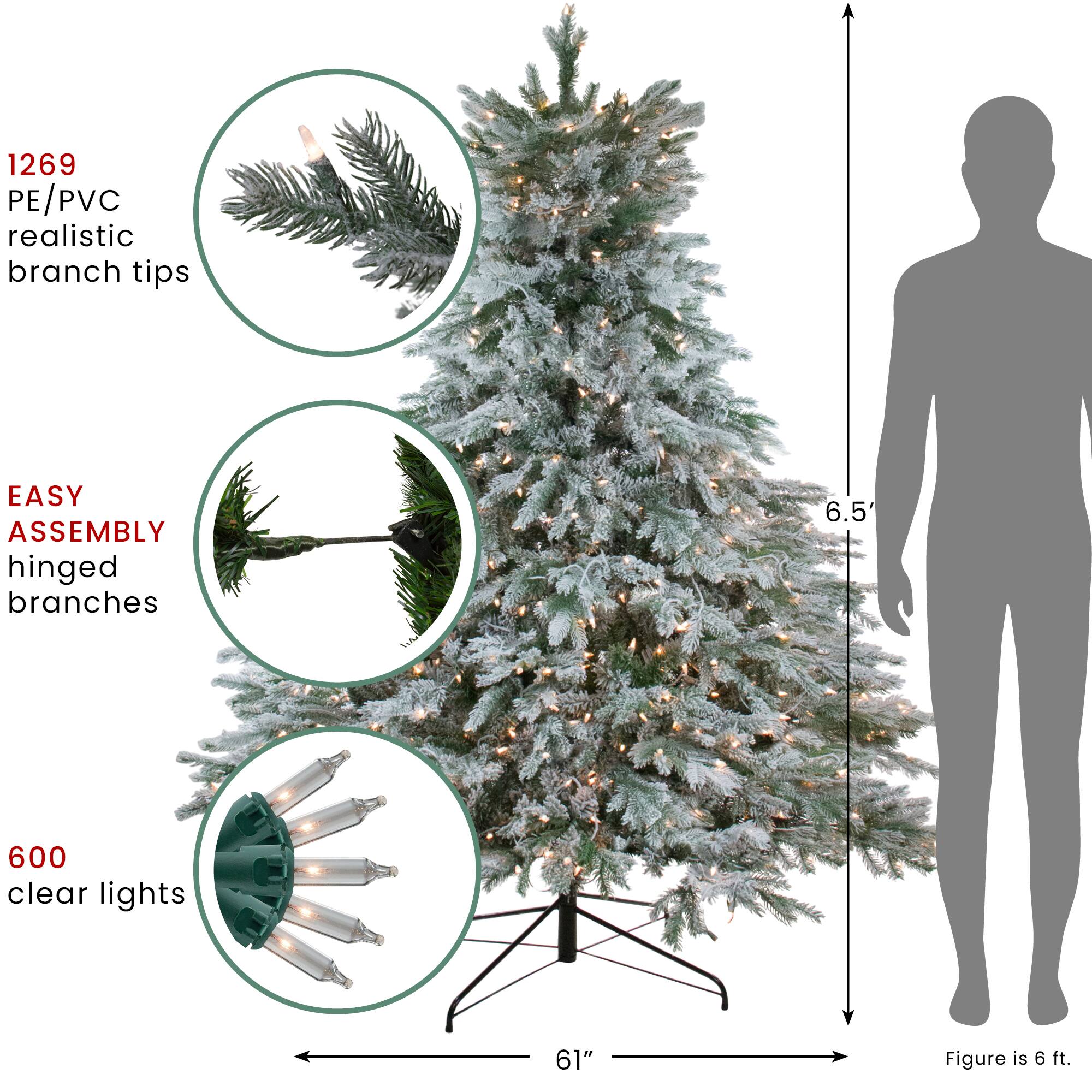 6.5ft. Pre-Lit Real Touch™️ Flocked Jasper Balsam Fir Artificial Christmas Tree, Clear Lights