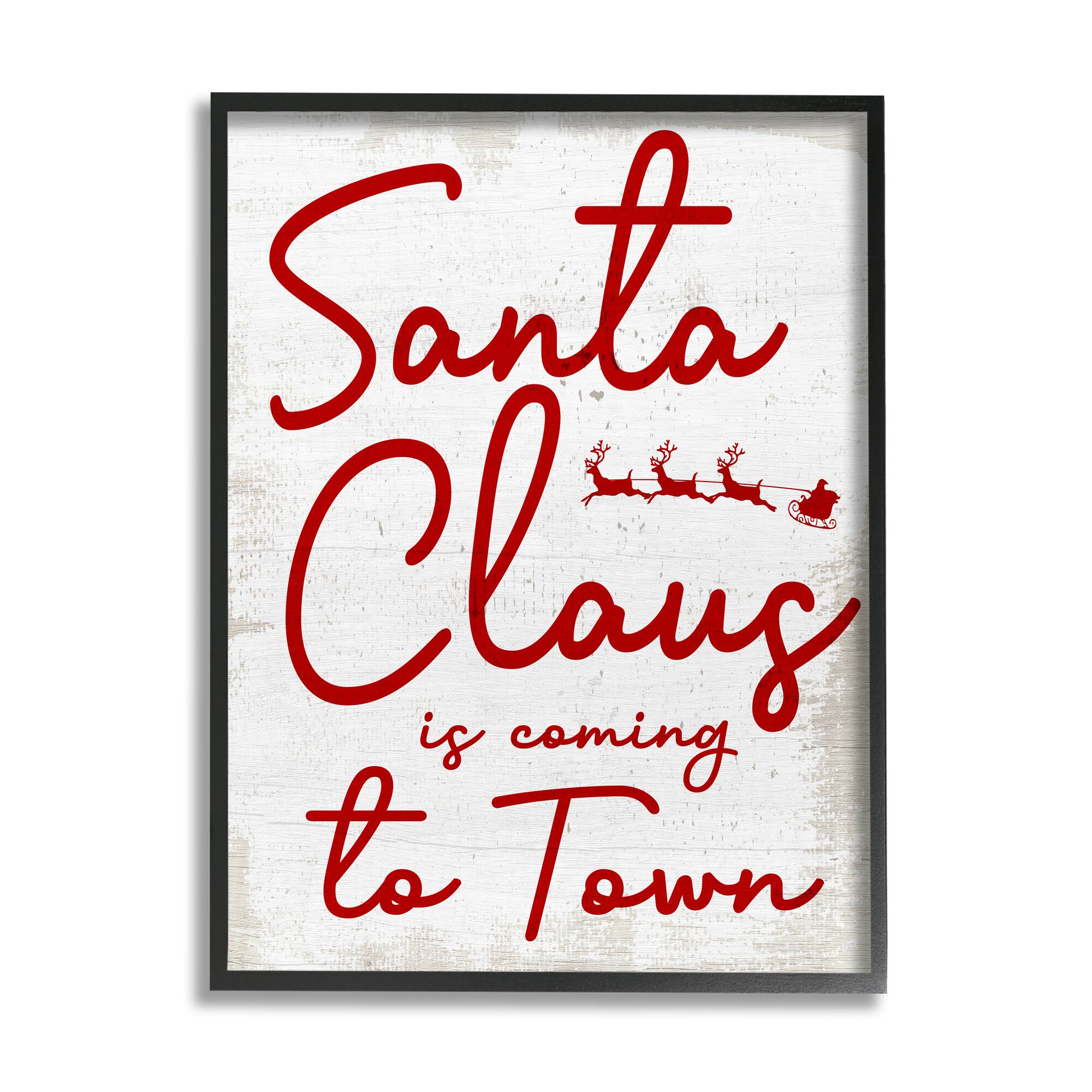 Stupell Industries Santa Claus Coming to Town Phrase Framed Giclee Art