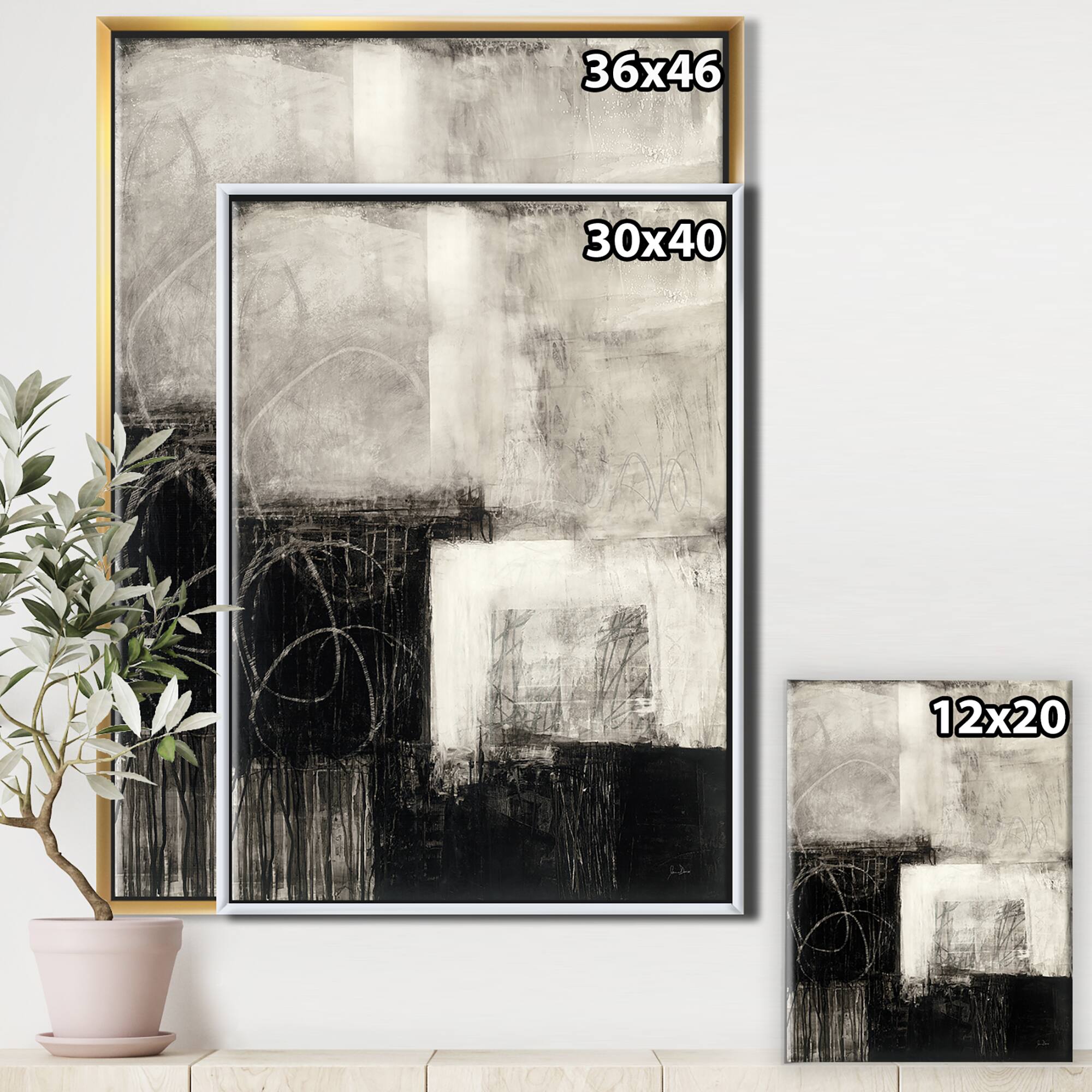 Designart - A Geometric Day II - Mid-Century Modern Canvas in Gold Frame