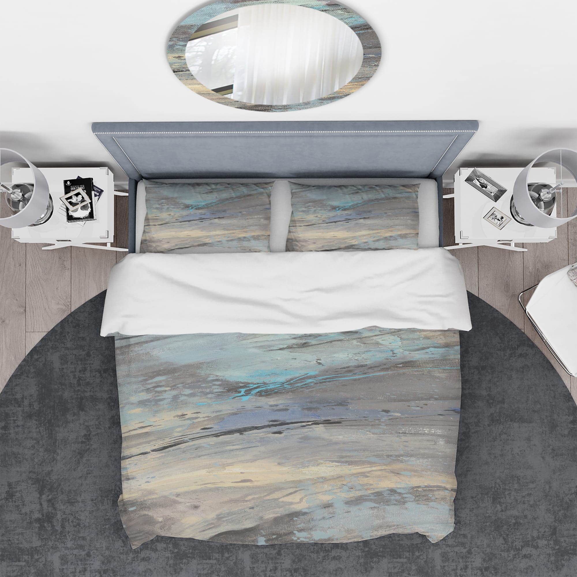 Designart &#x27;Rock Teal Panel I&#x27; Geometric Bedding Set - Duvet Cover &#x26; Shams