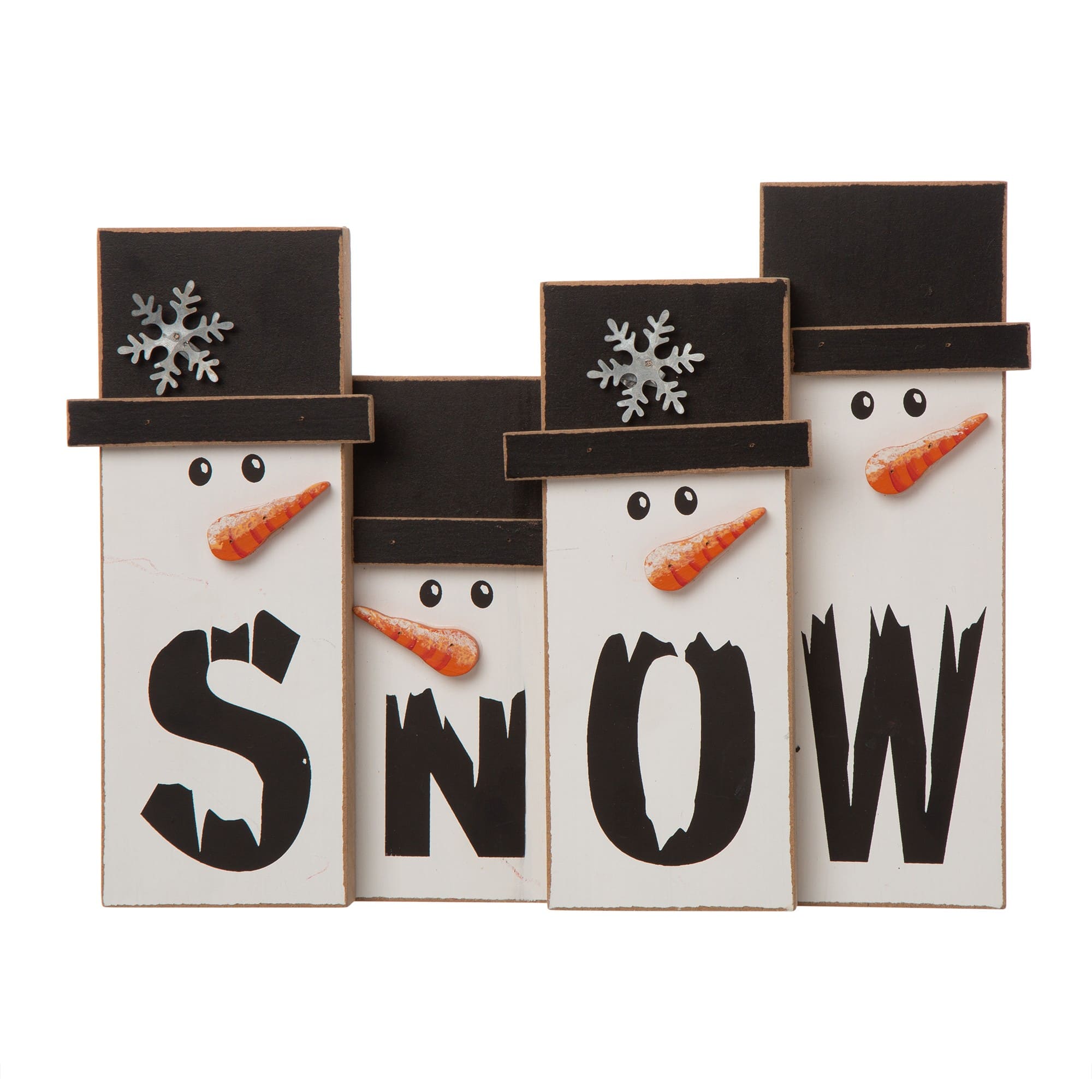 Glitzhome® 12" Wooden Snowman Family Tabletop Accent