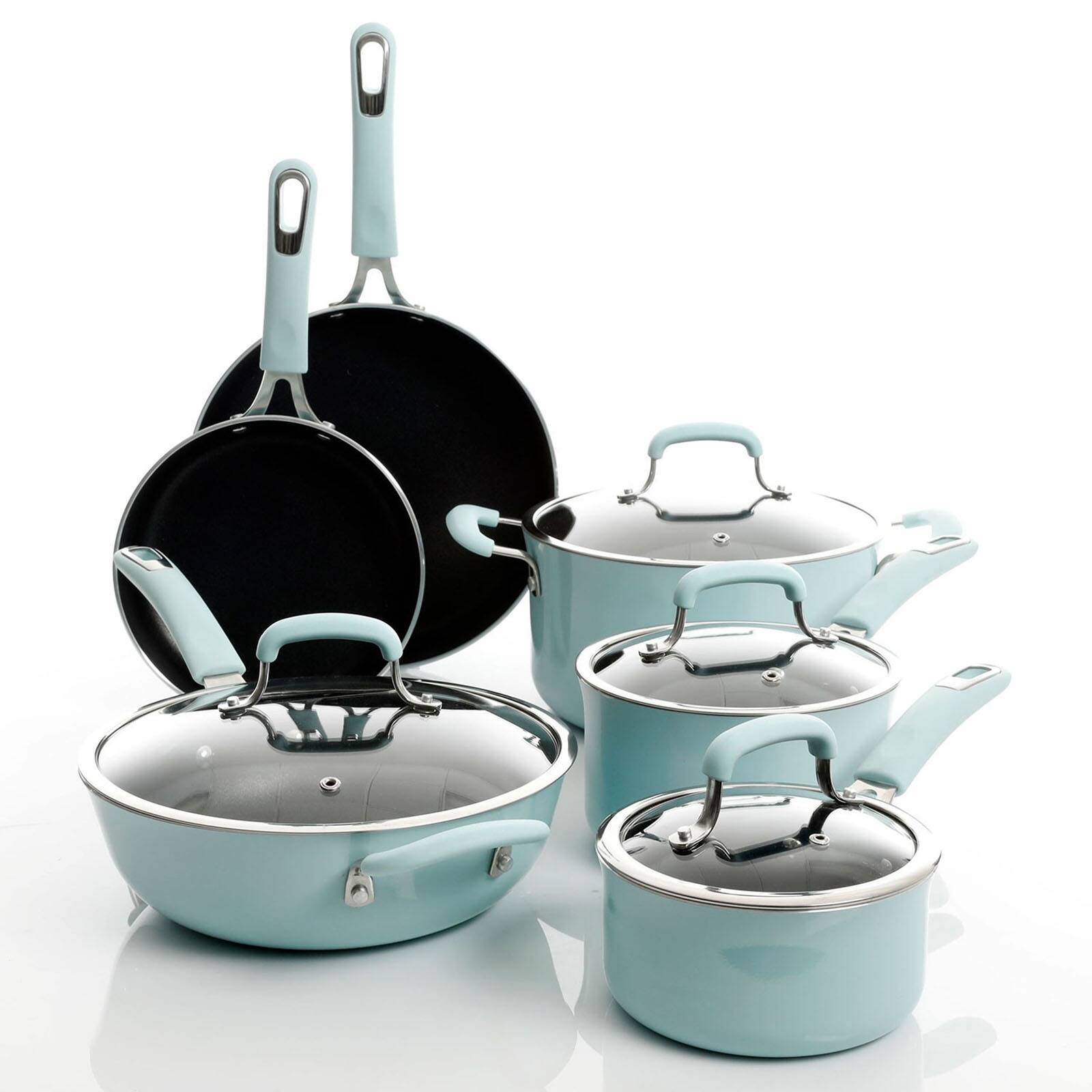 Kenmore&#xAE; Elite Andover 10-Piece Glacier Blue Nonstick Aluminum Cookware Set