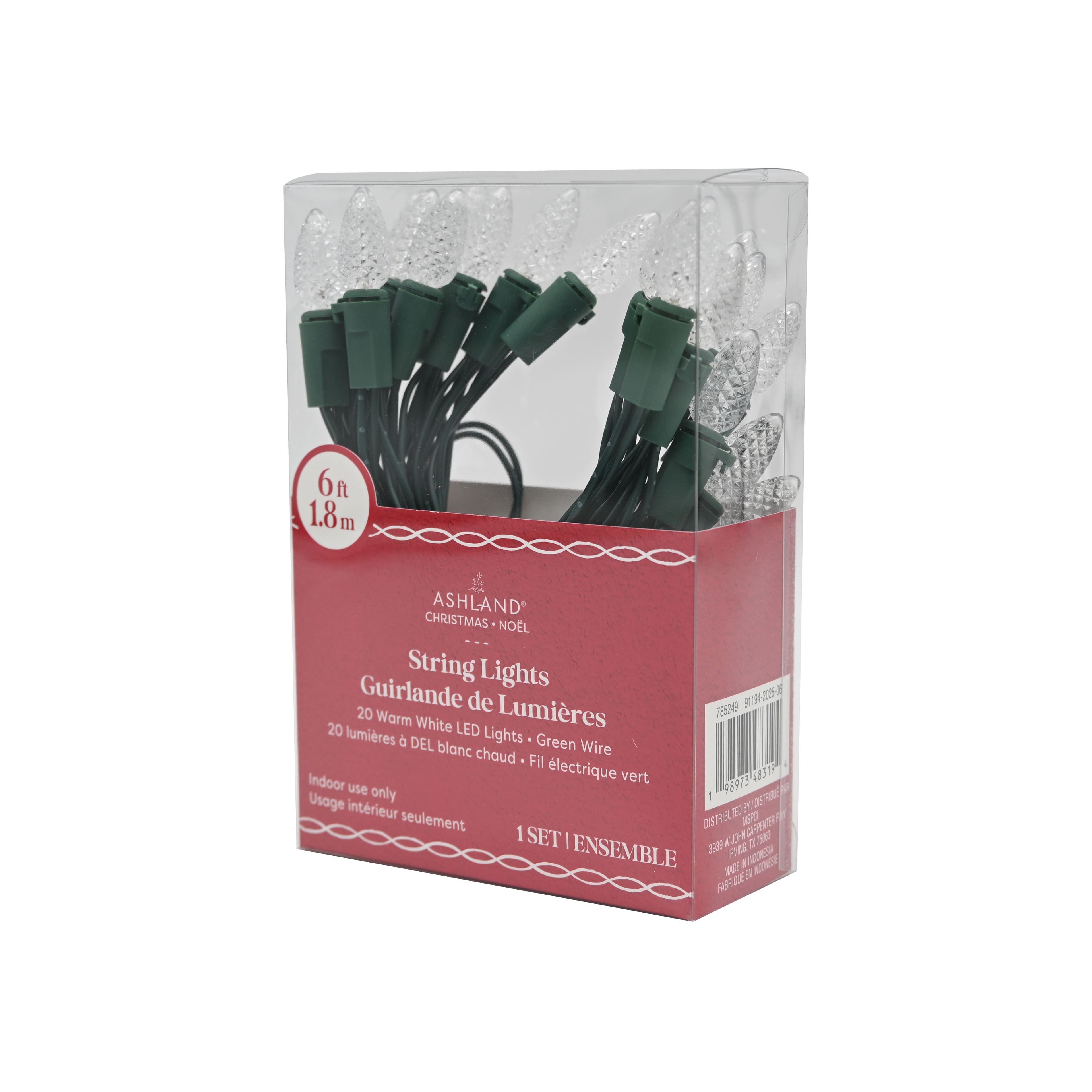 20ct. Warm White LED Faceted Vintage Bulb String Lights on Green Wire by Ashland®