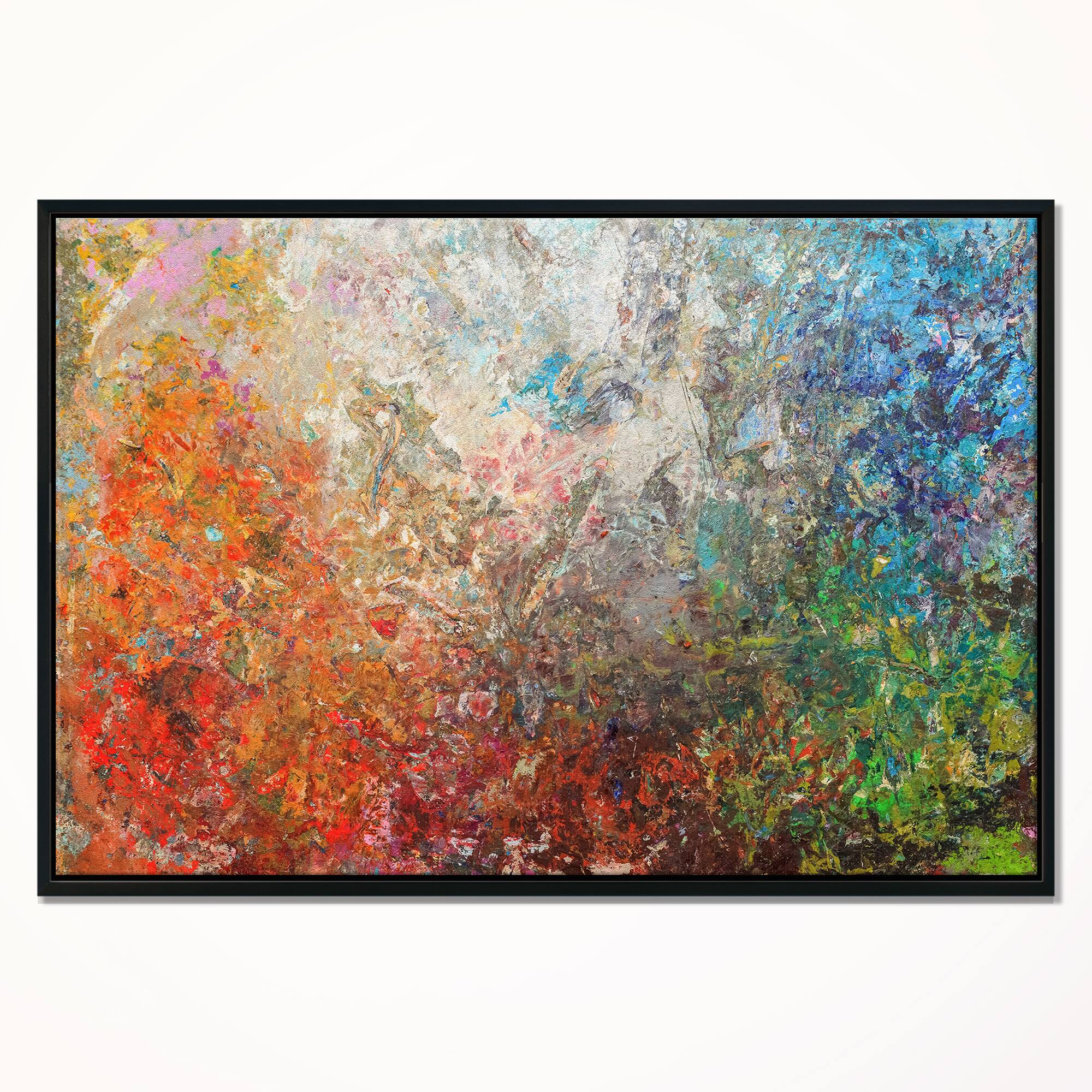 Designart - Board Stained Abstract Art - Abstract Framed Canvas Art Print