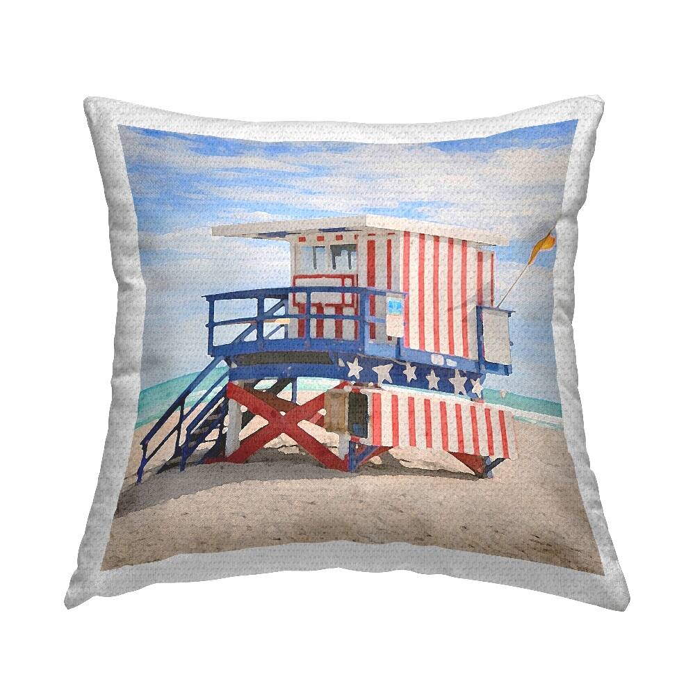 Stupell Industries Americana Beach Hut Outdoor Printed Pillow