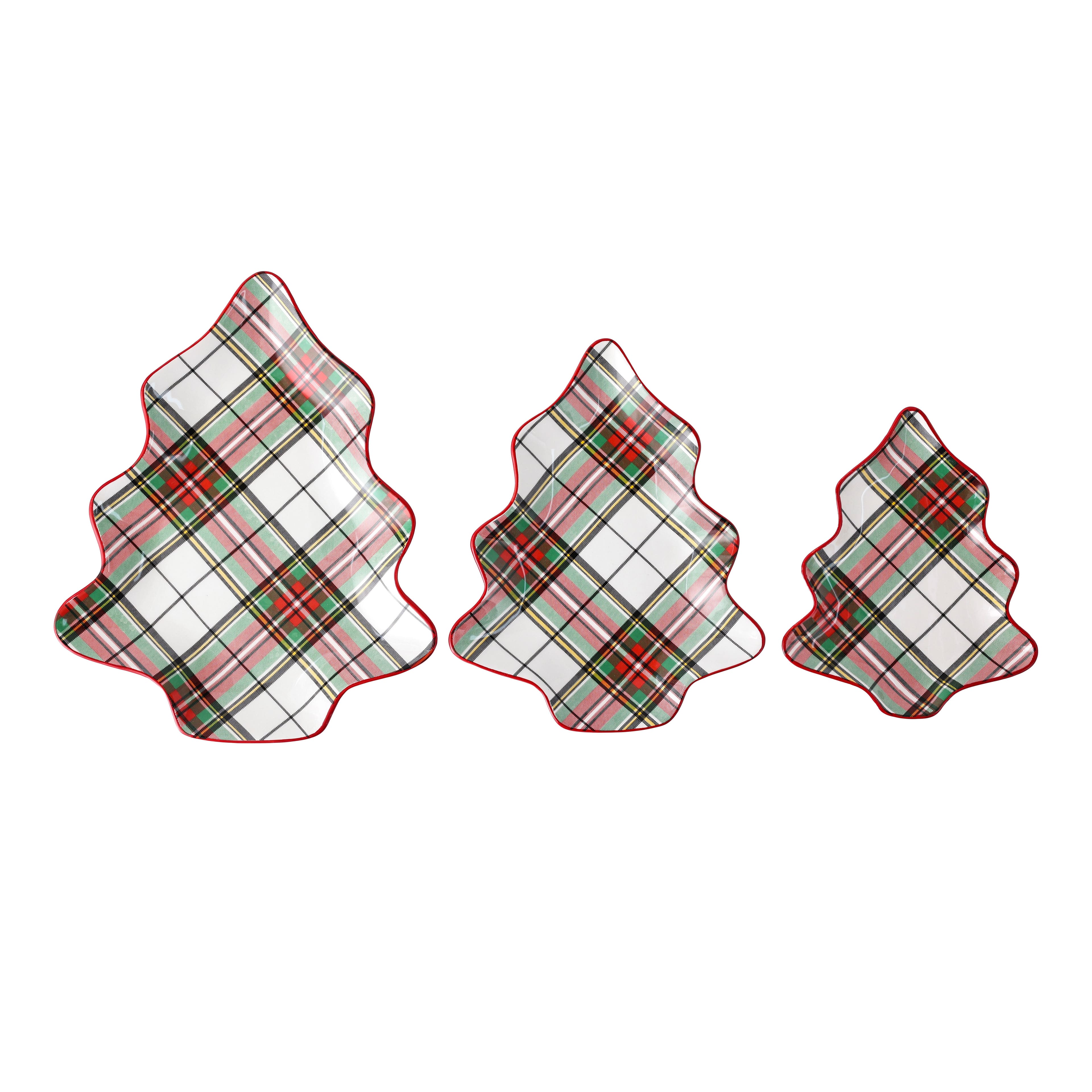 Plaid Ceramic Tree Plate Set by Ashland&#xAE;