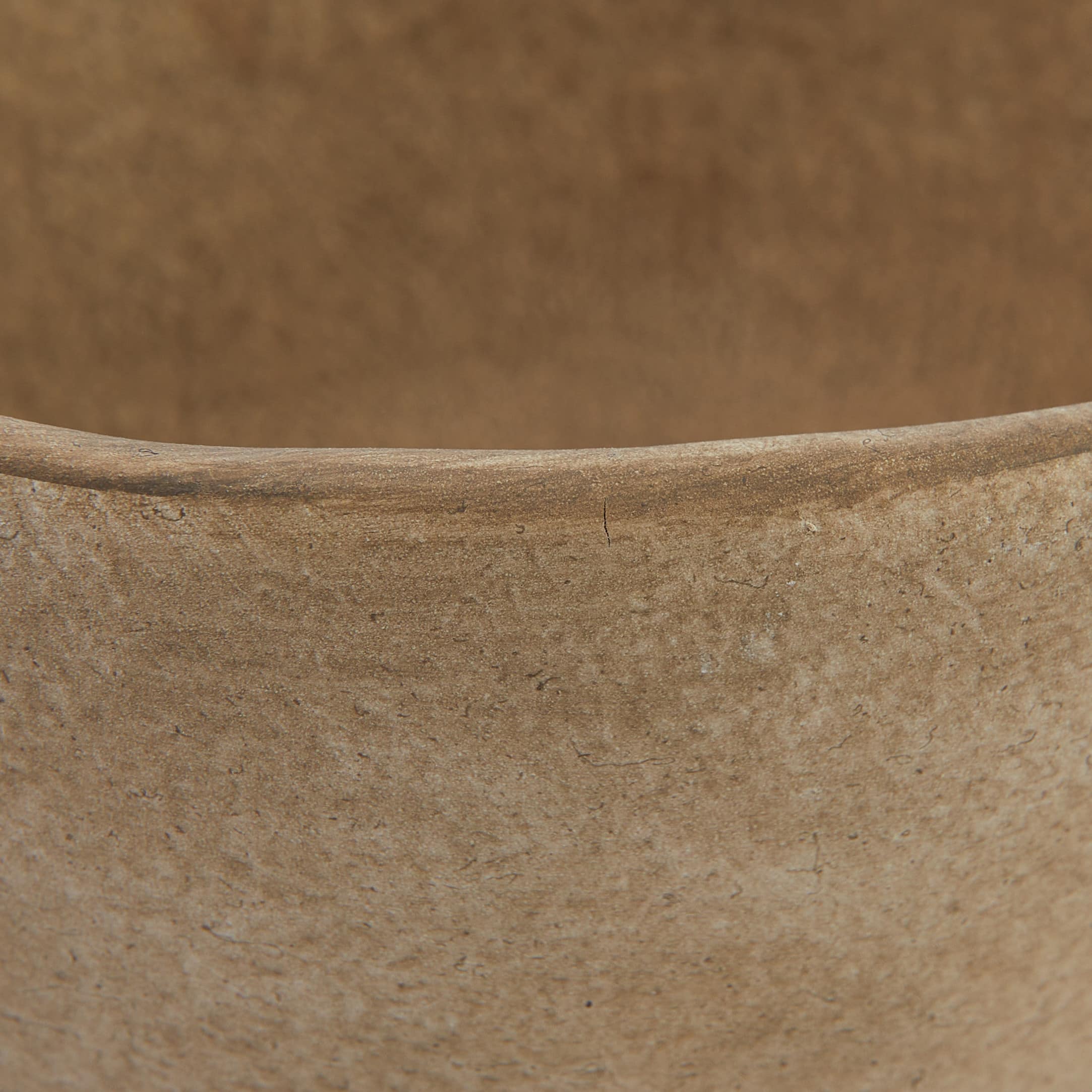 5.5&#x22; Large Matte Taupe Terracotta Footed Planter