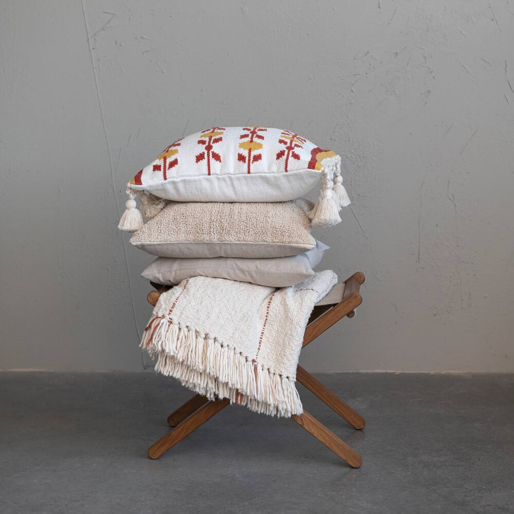 Hello Honey® Natural & Brown Grid Pattern Throw Blanket with Fringe